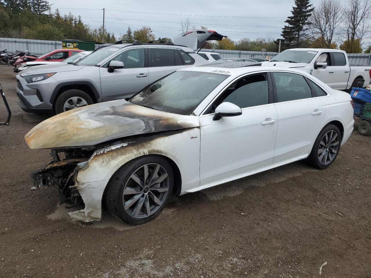 2025 Audi A4 S line Premium Plus, VIN WAUEAAF49SN002609 — Engine fire
