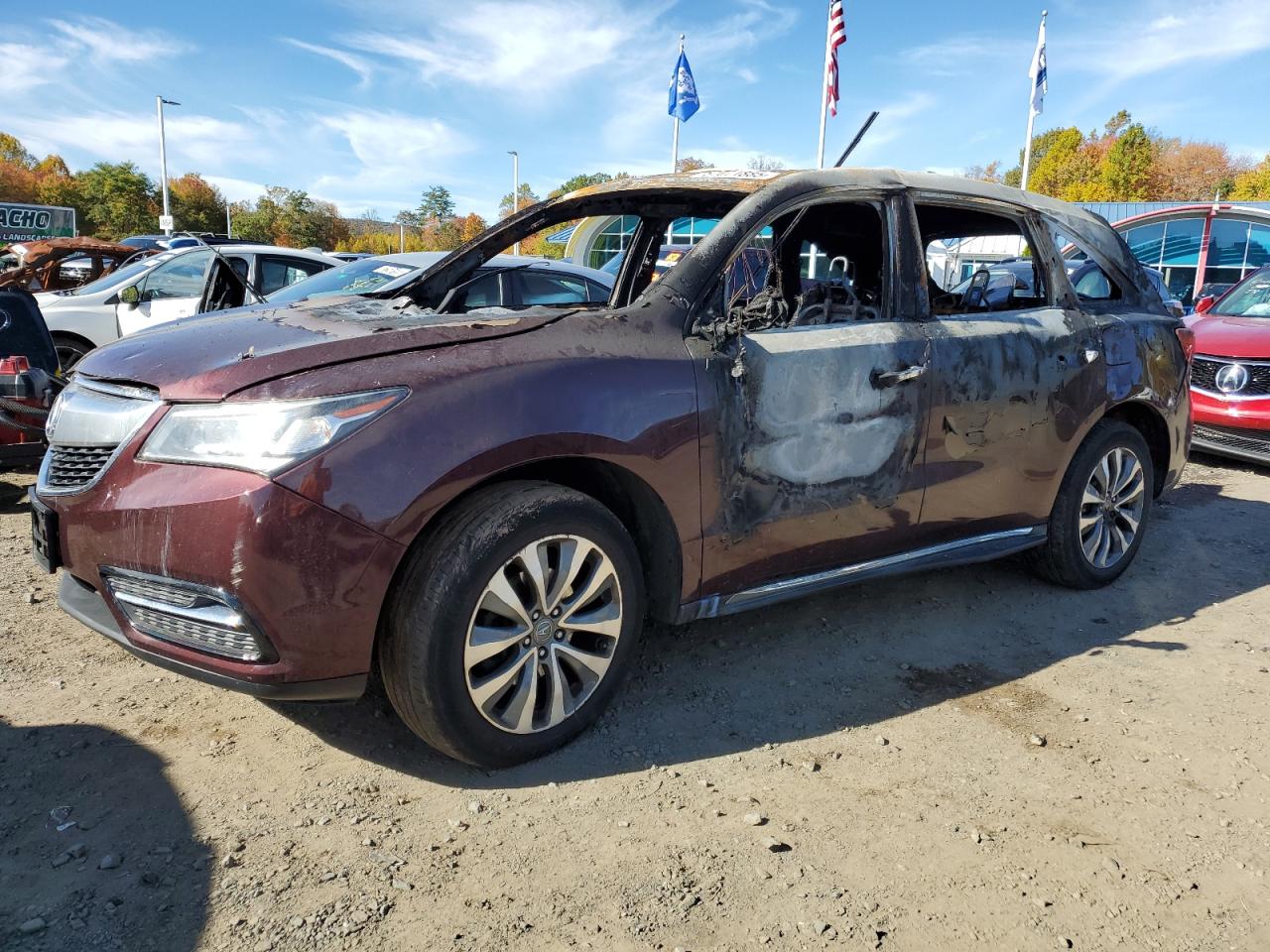 2014 Acura MDX Technology, VIN 5FRYD4H45EB046680 — Пожар в салоне