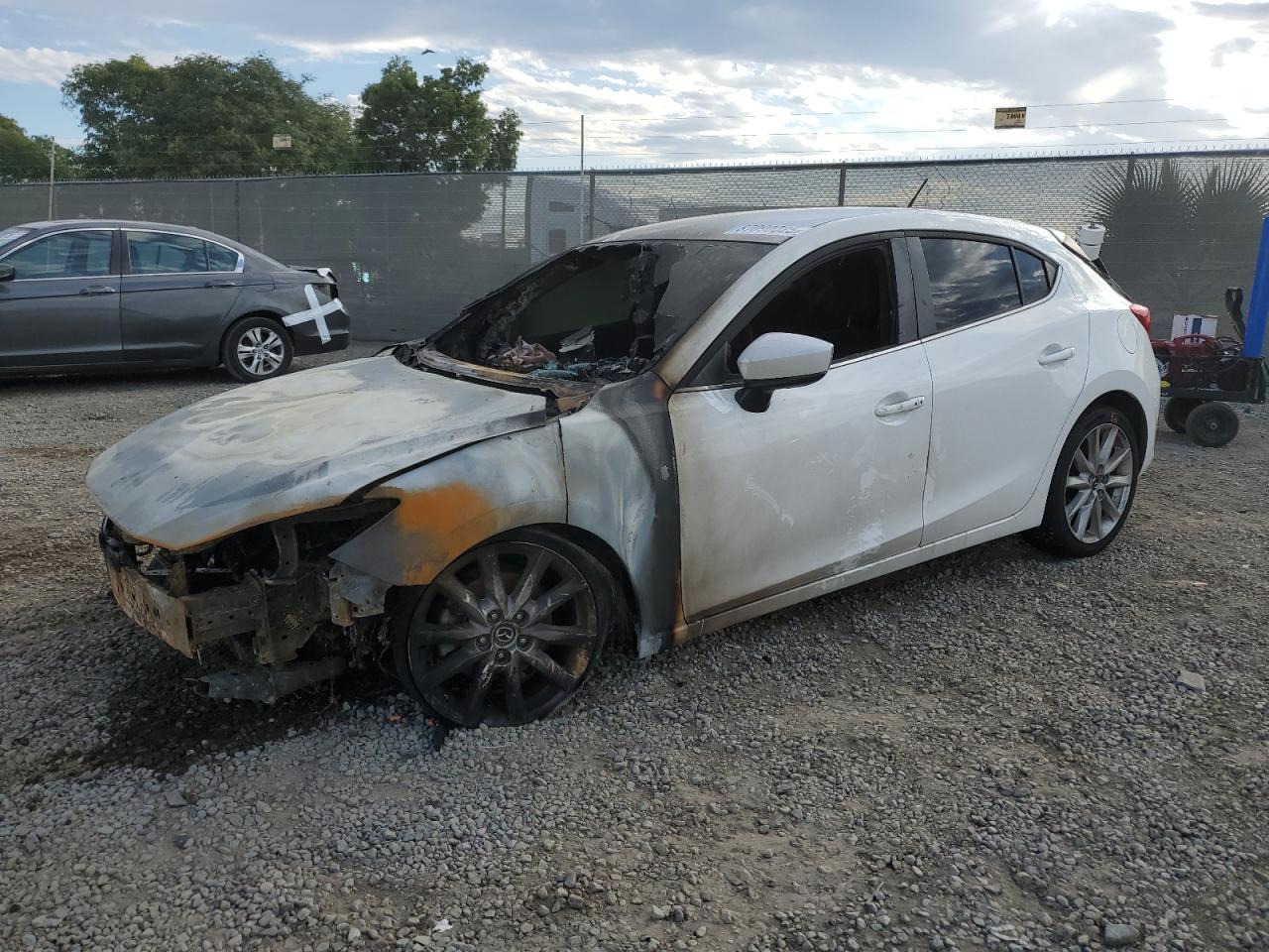 2017 Mazda 3 Touring, VIN 3MZBN1L72HM101104 — Engine fire