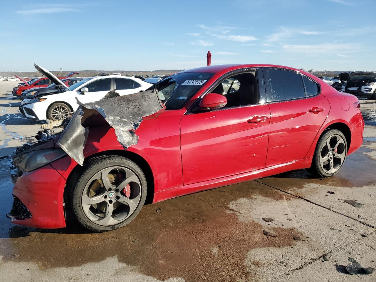 2019 Alfa Romeo Giulia, VIN ZARFANAN9K7611613 — Engine fire