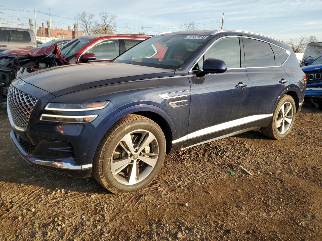 2021 Genesis GV80, VIN KMUHCESC0MU049306 — Rear end