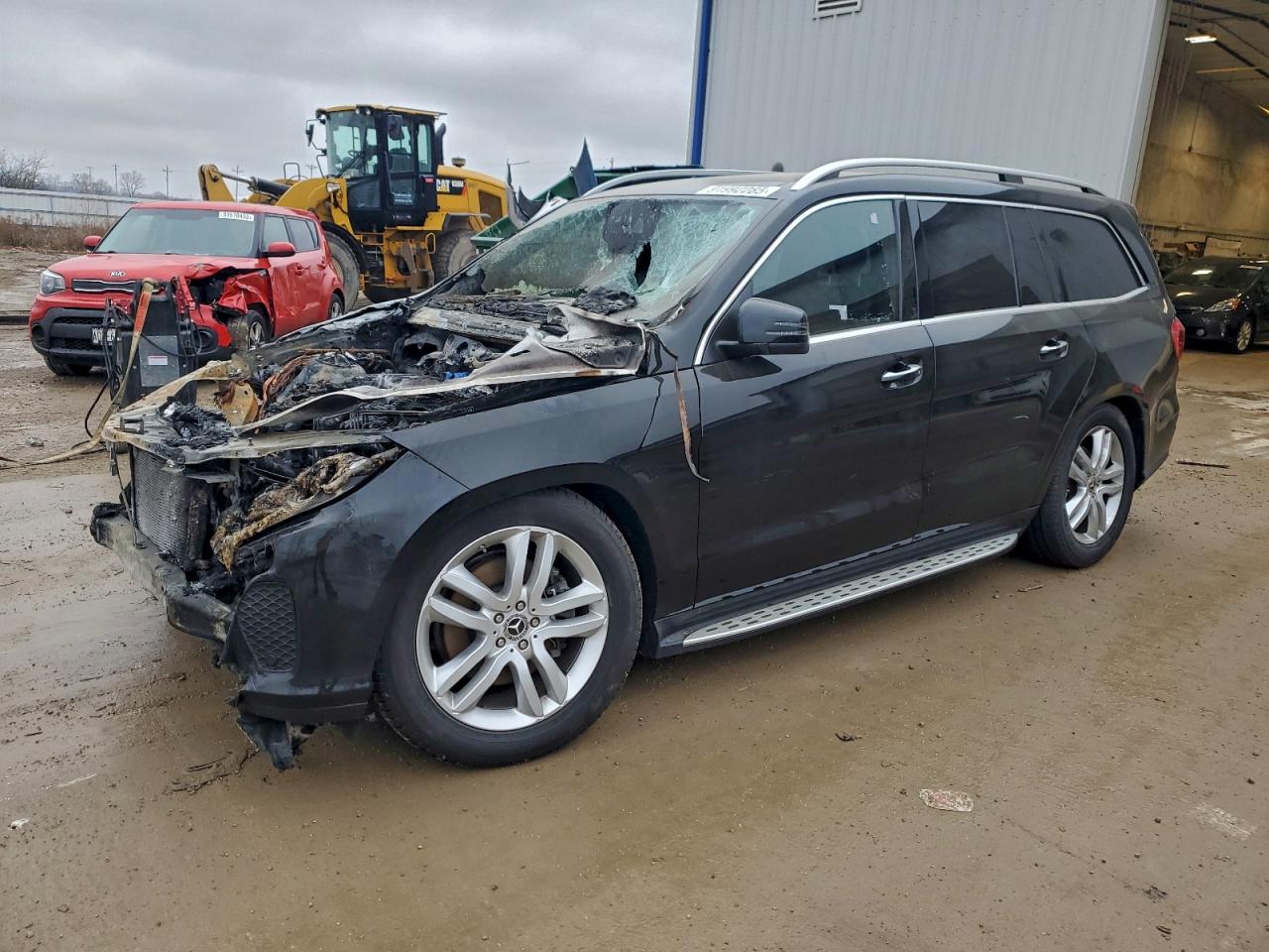 2018 Mercedes-Benz GLS 450, VIN 4JGDF6EE1JB062757 — Engine fire