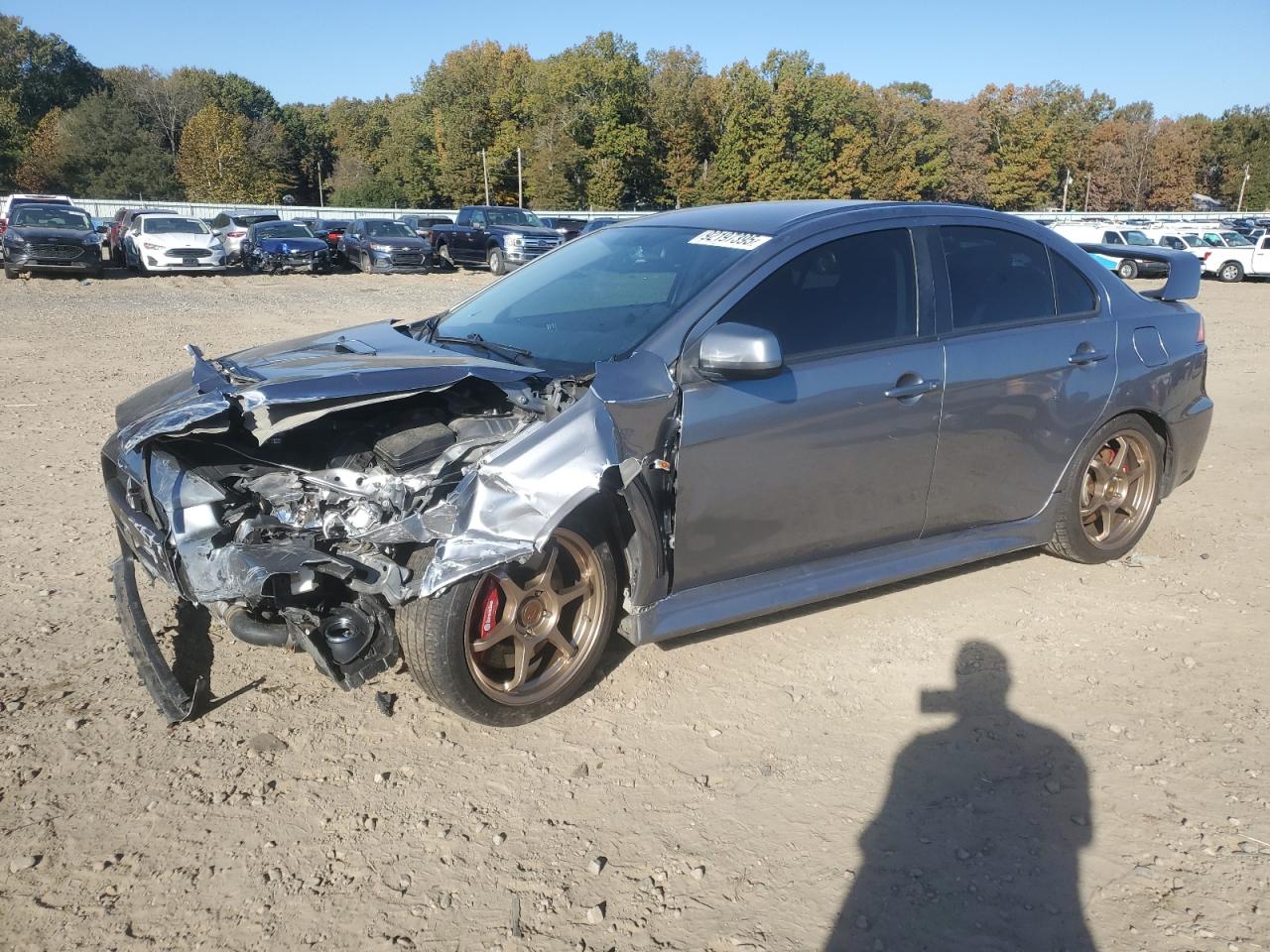 2014 Mitsubishi Lancer Evolution GSR, VIN JA32W8FV1EU020684 — Front end
