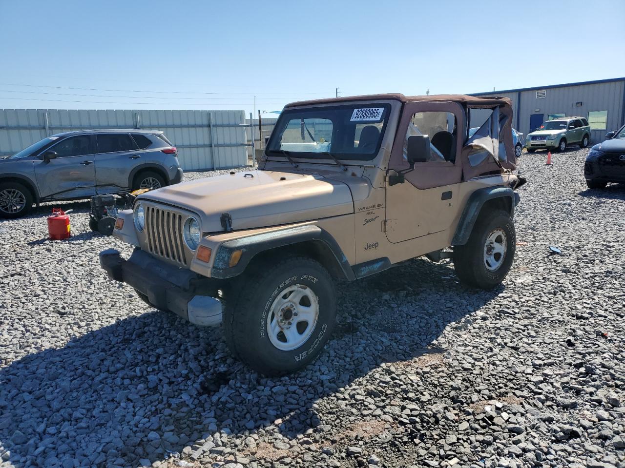 1999 Jeep Wrangler Sport, VIN 1J4FY19S3XP444384 — Rear end