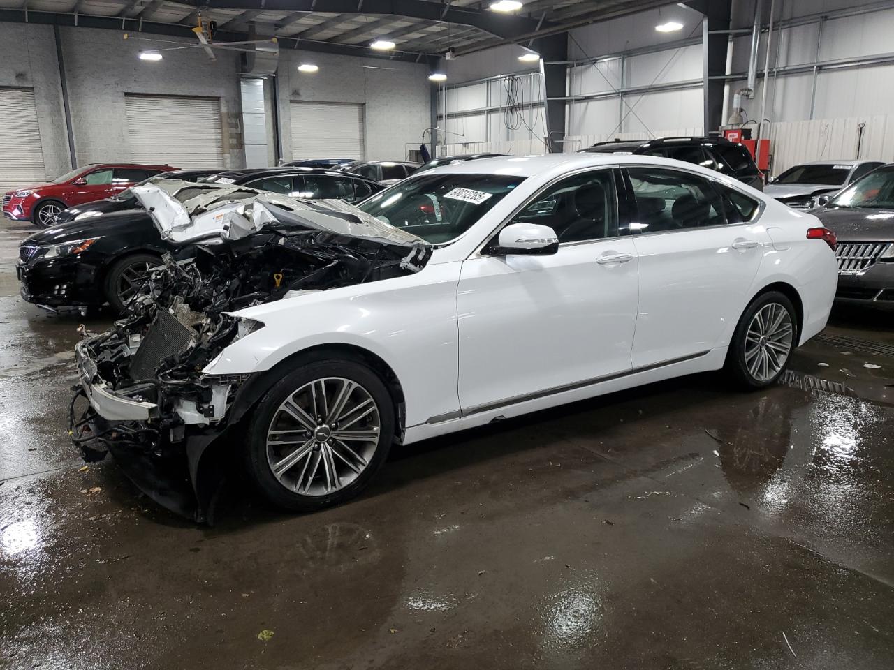 2019 Genesis G80 3.8L, VIN KMHGN4JE6KU299227 — Front end