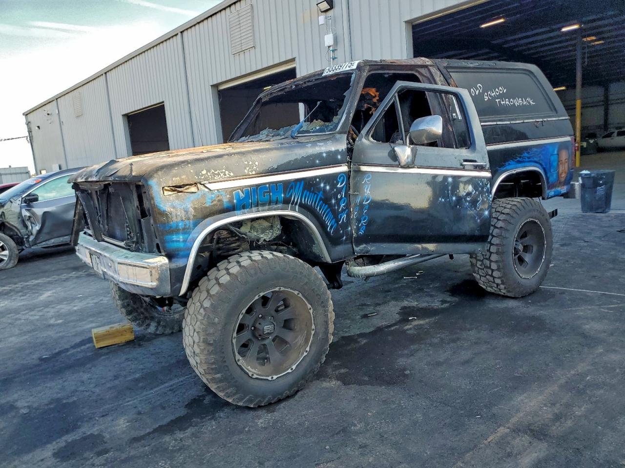 1983 Ford Bronco Custom, VIN 1FMDU15F3DLA11230 — Engine fire