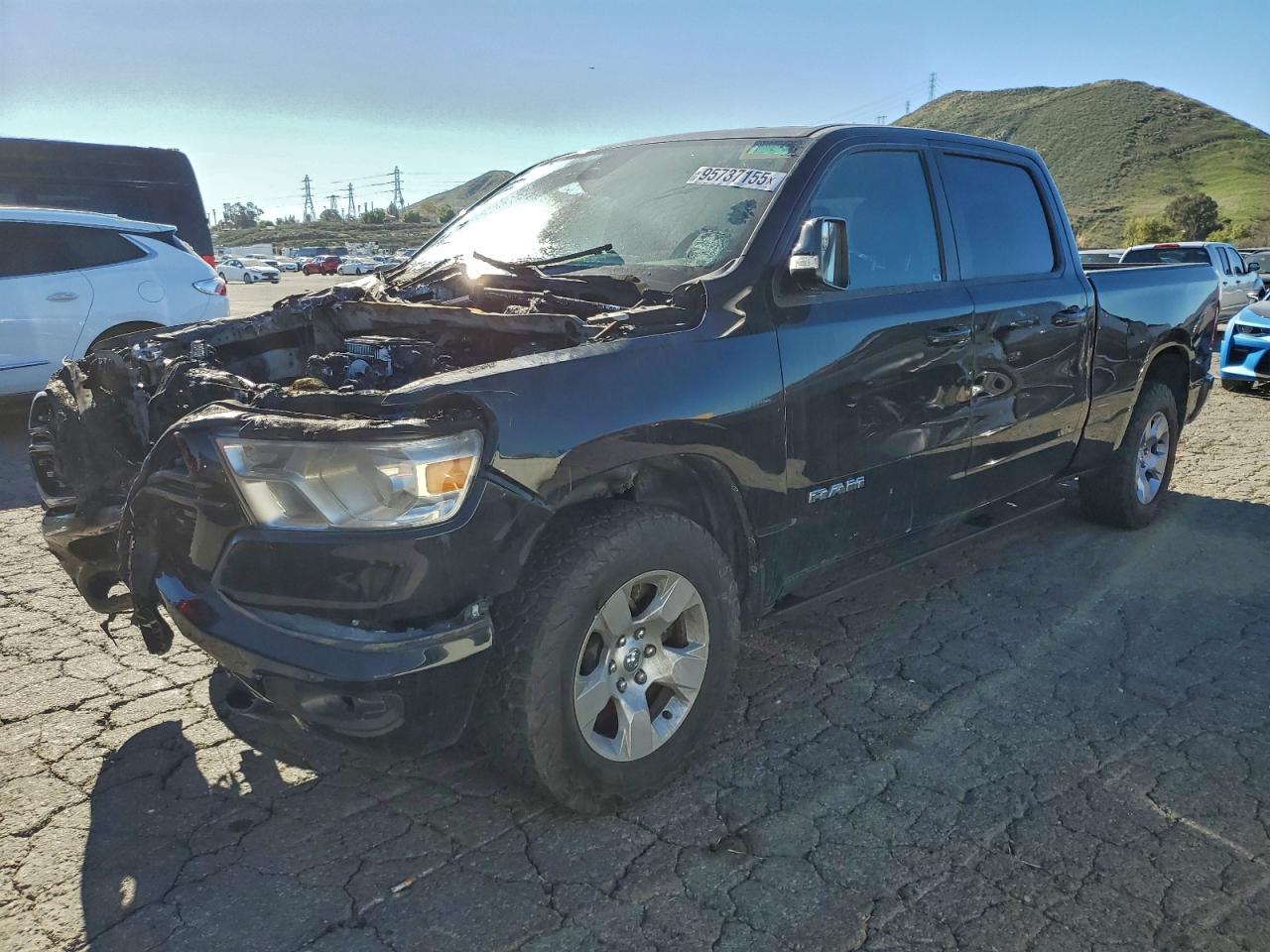 2022 Ram 1500 Big Horn, VIN 1C6RREMT6NN479895 — Engine fire