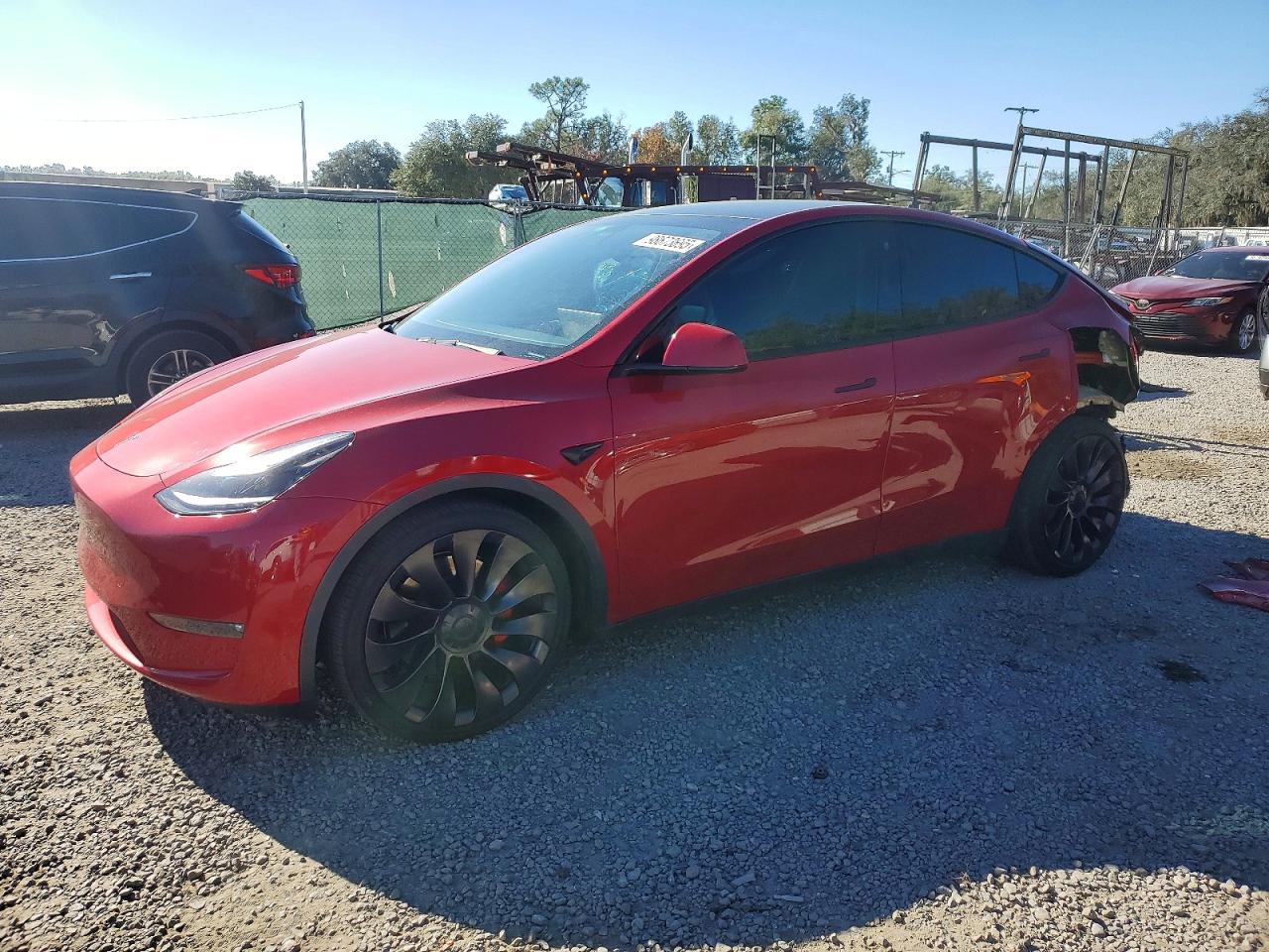 2021 Tesla Model Y Performance, VIN 5YJYGDEF3MF264078 — Rear end
