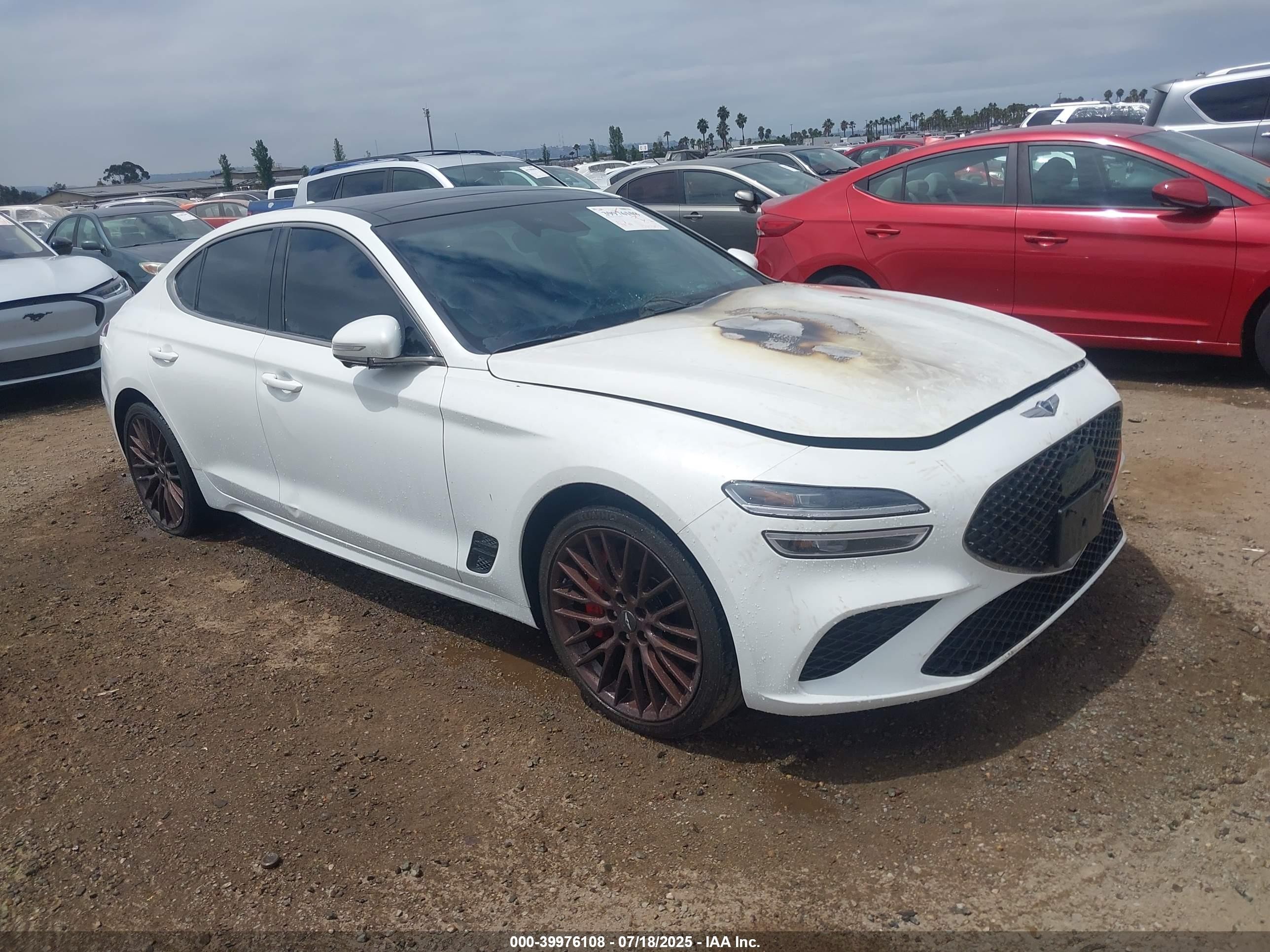 2022 Genesis G70 Launch Edition, VIN KMTG14TE0NU082341 — Engine fire