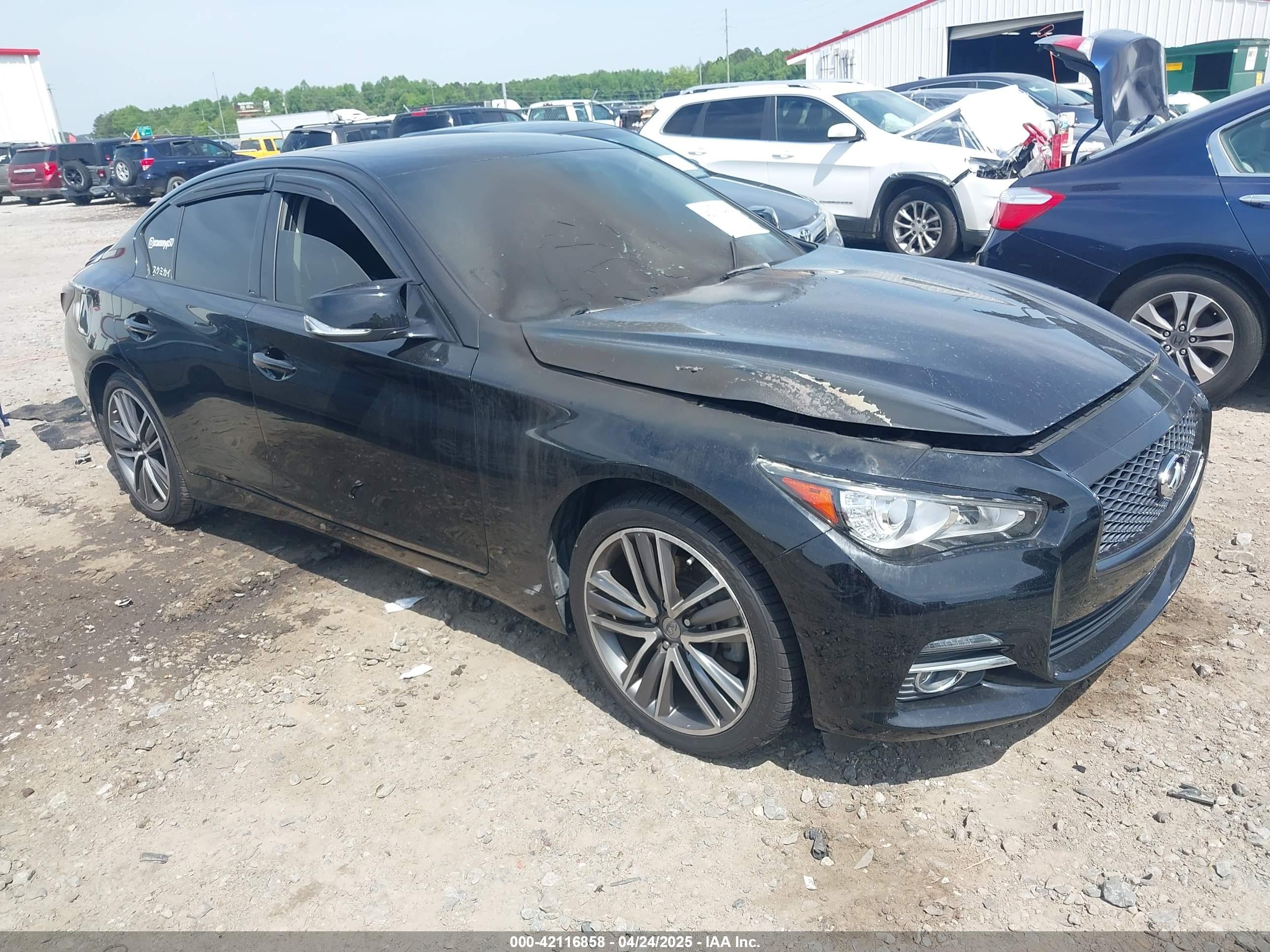 2015 Infiniti Q50 Premium, VIN JN1BV7AR3FM402017 — Interior fire