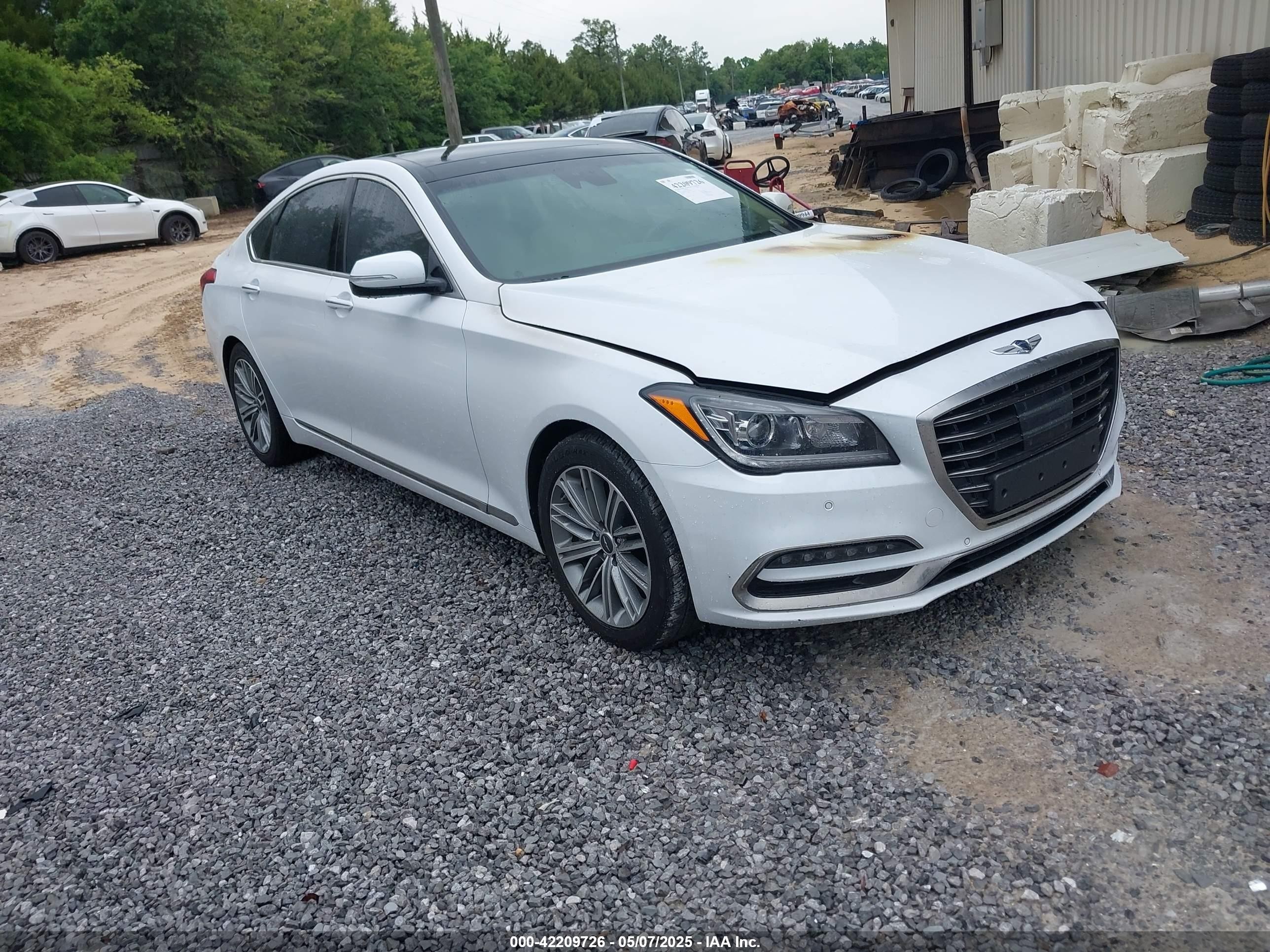 2018 Genesis G80 3.8L, VIN KMHGN4JE1JU233862 — Engine fire