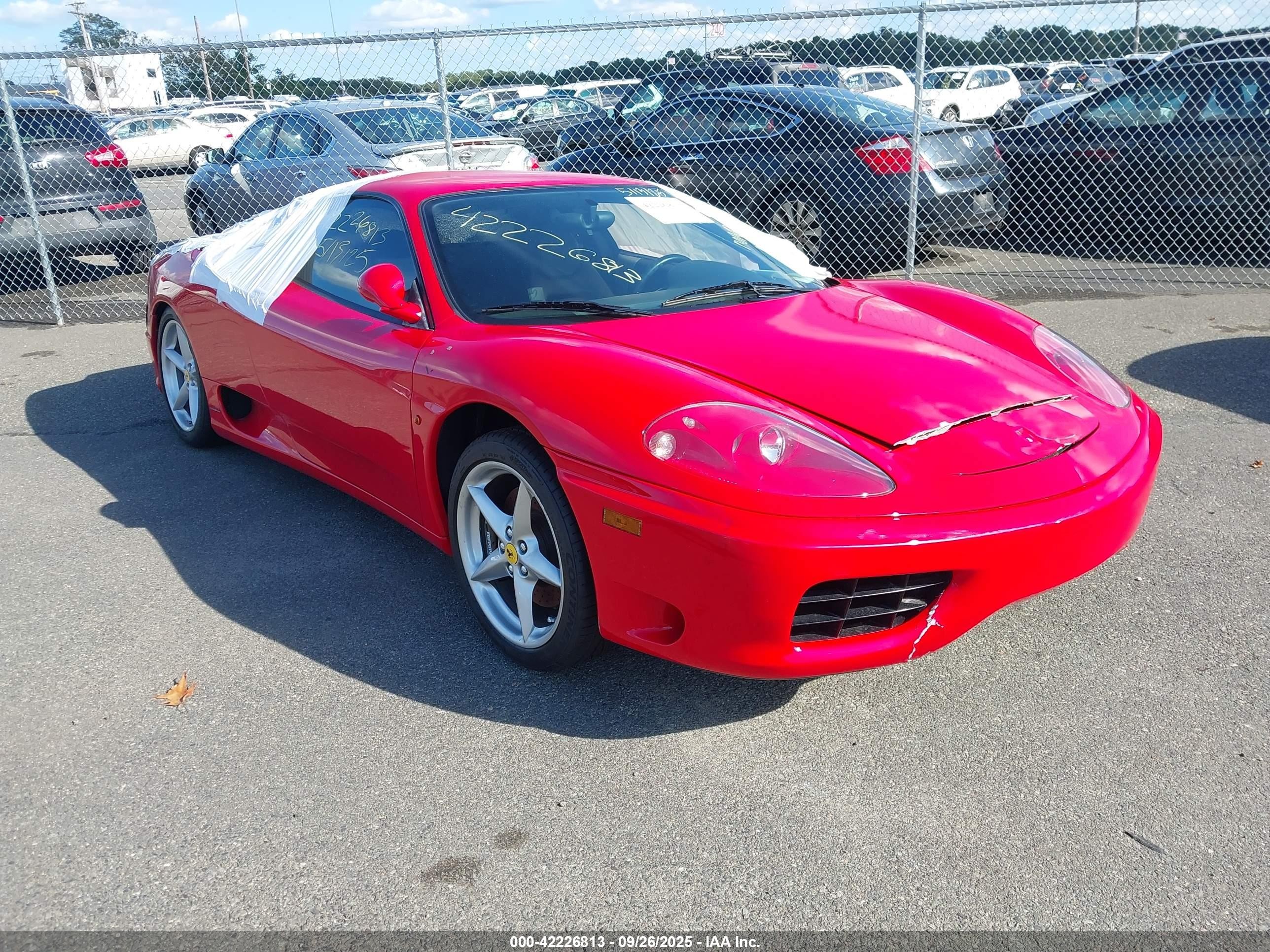 2001 Ferrari 360 MODENA, VIN ZFFYU51A410122794 — Engine fire