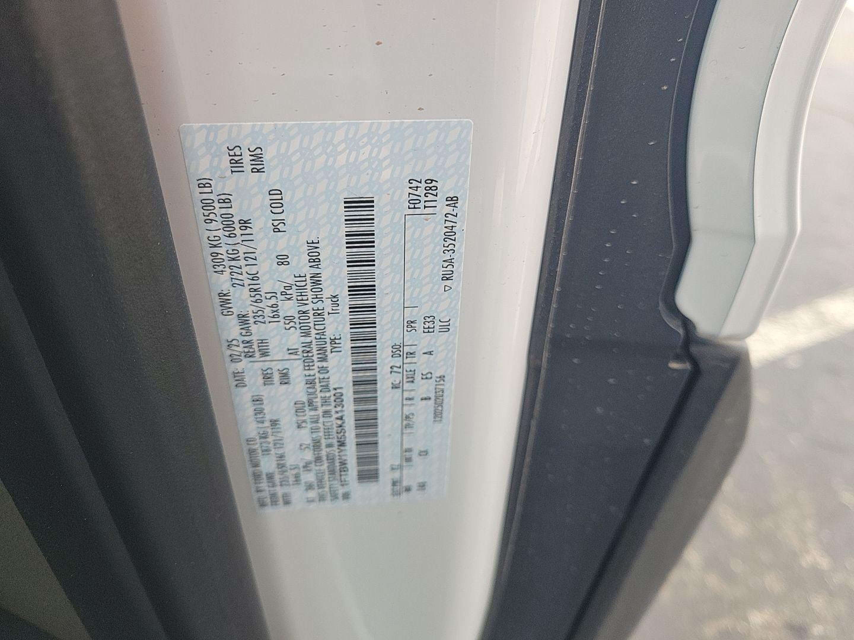 2025 Ford E-Transit, VIN 1FTBW1YM5SKA13001 — Normal wear