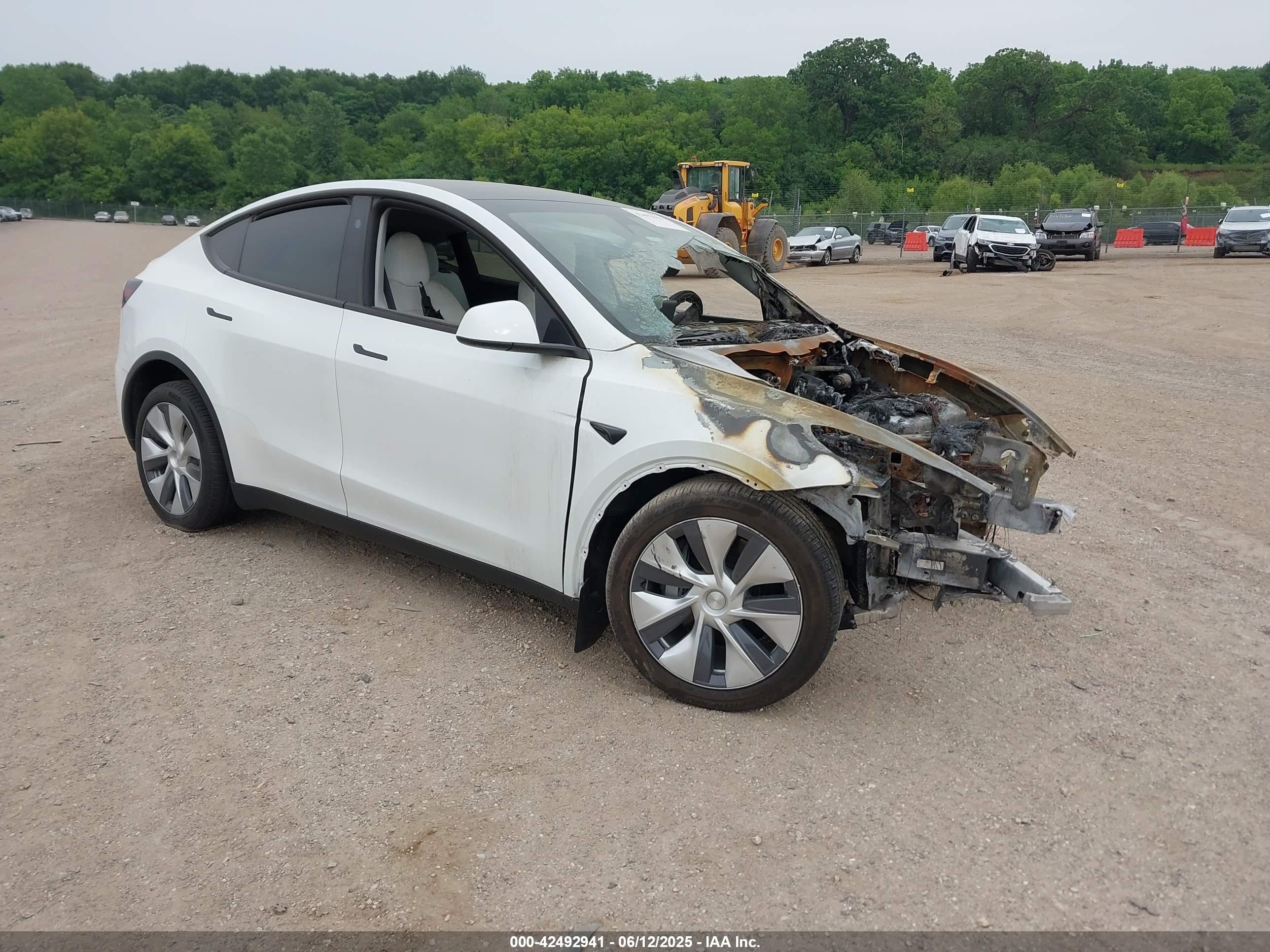 2023 Tesla Model Y Long Range, VIN 7SAYGDEE9PA193528 — Engine fire