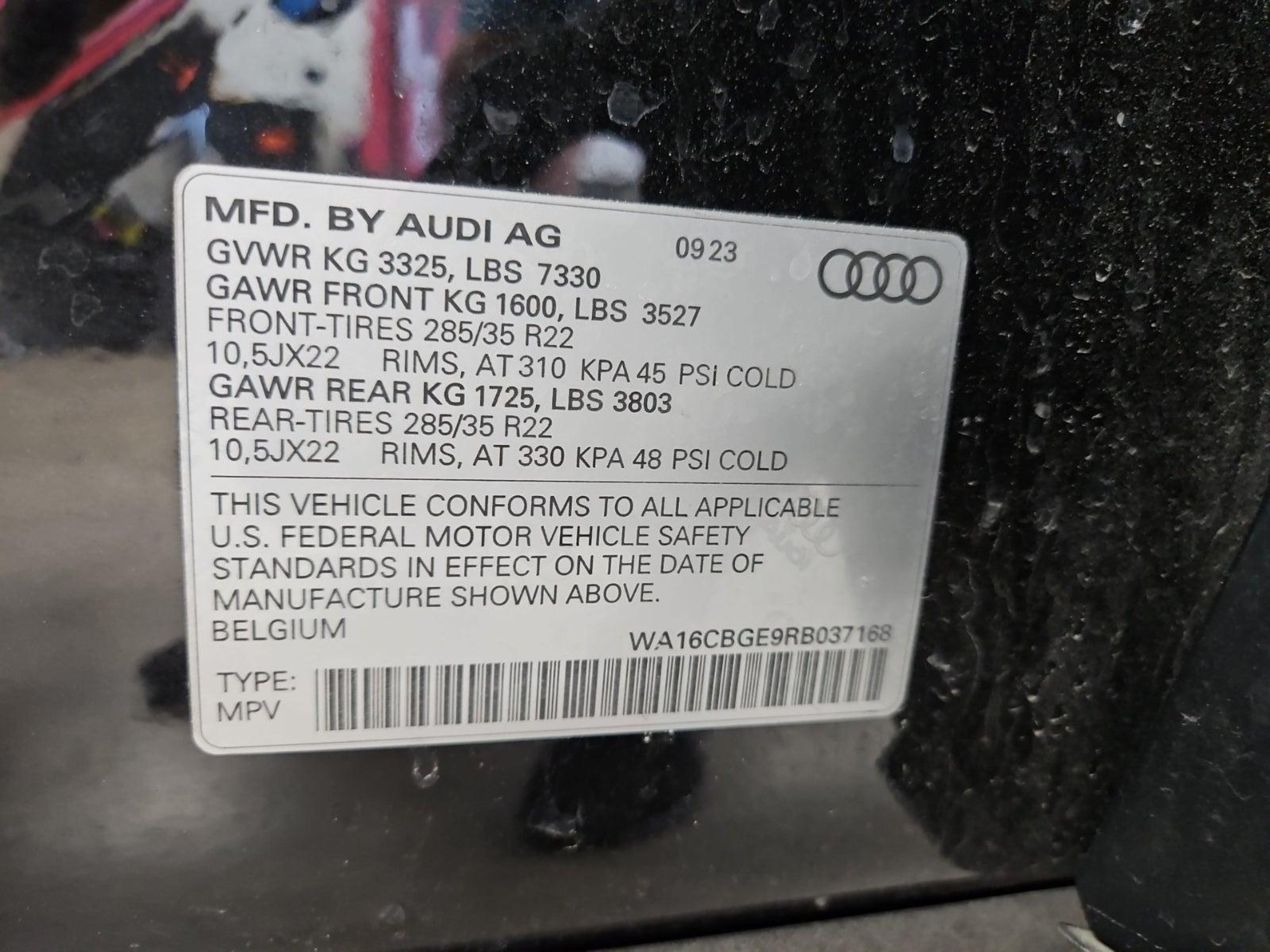 2024 Audi SQ8 E-Tron, VIN WA16CBGE9RB037168 — Normal wear