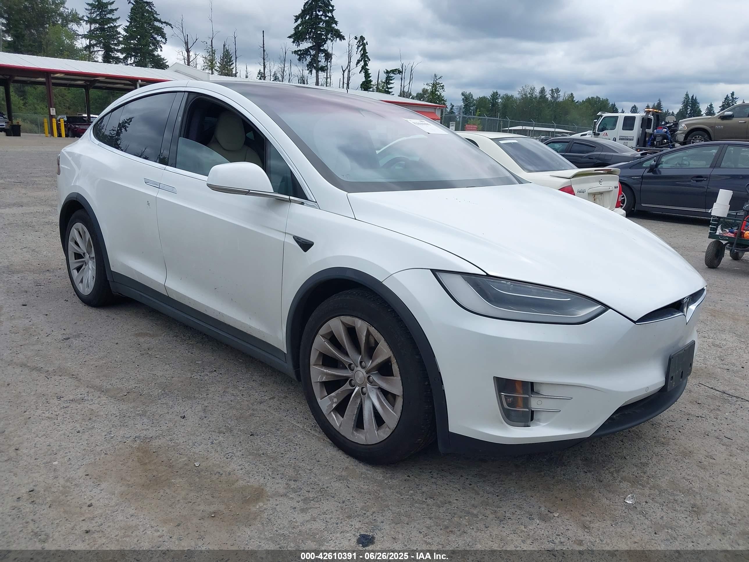 2019 Tesla Model X 75D, VIN 5YJXCBE2XKF196321 — Front end