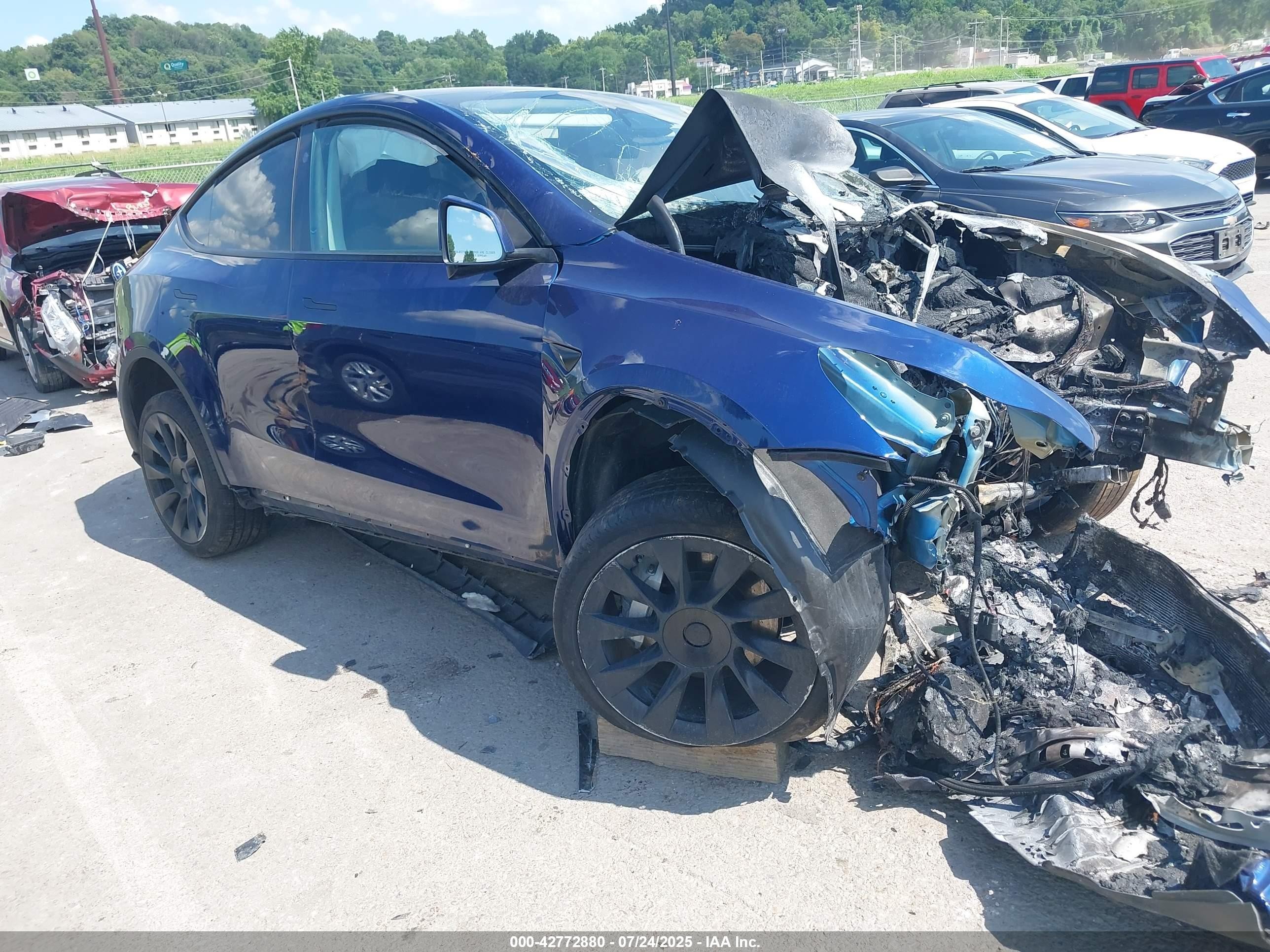 2023 Tesla Model Y Long Range, VIN 7SAYGDEE1PF849269 — Engine fire