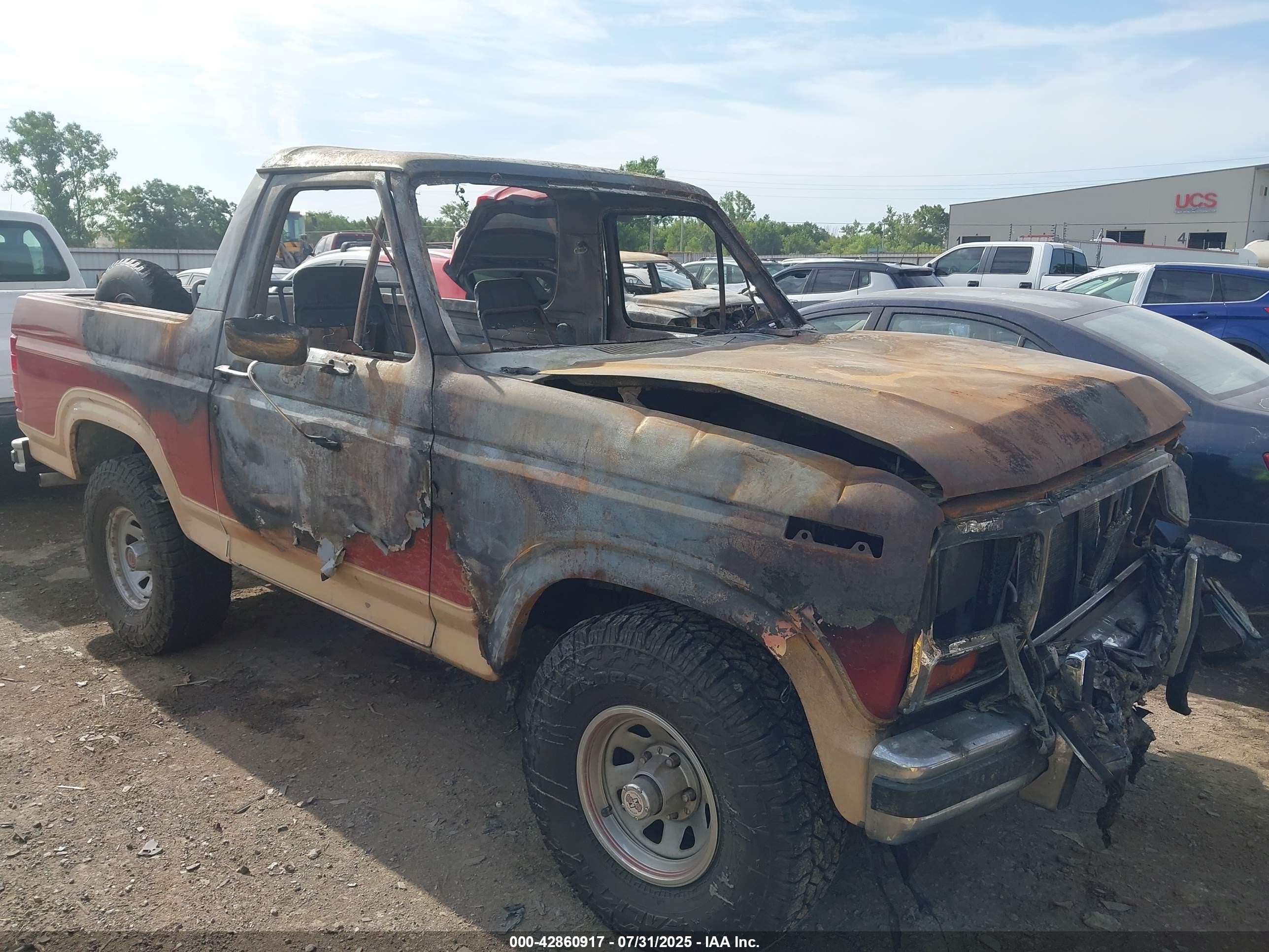 1985 Ford Bronco Custom, VIN 1FMDU15NXFLA68616 — Burn