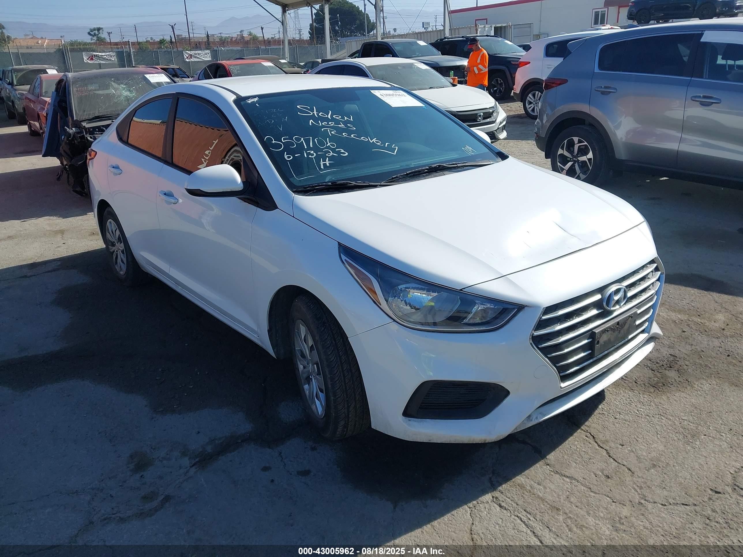 2020 Hyundai Accent SE, VIN 3KPC24A69LE121204 — Theft recovery
