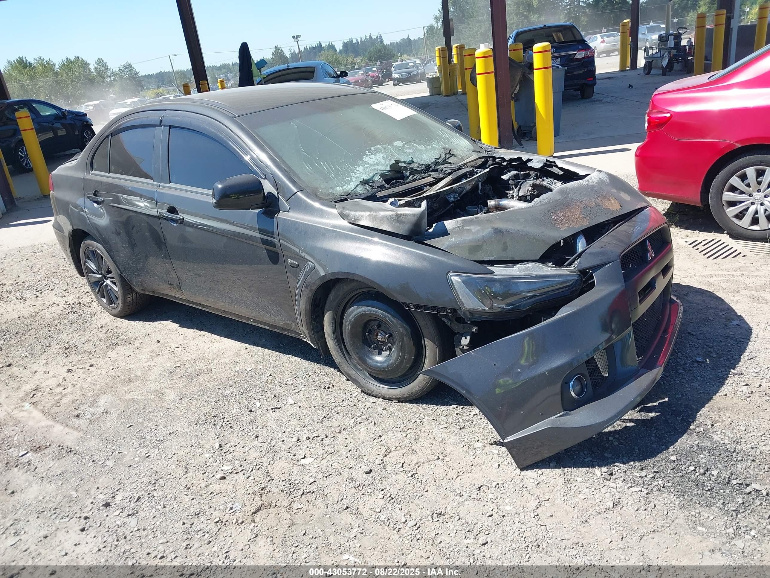 2015 Mitsubishi Lancer Evolution GSR, VIN JA32W8FV0FU024548 — Engine fire