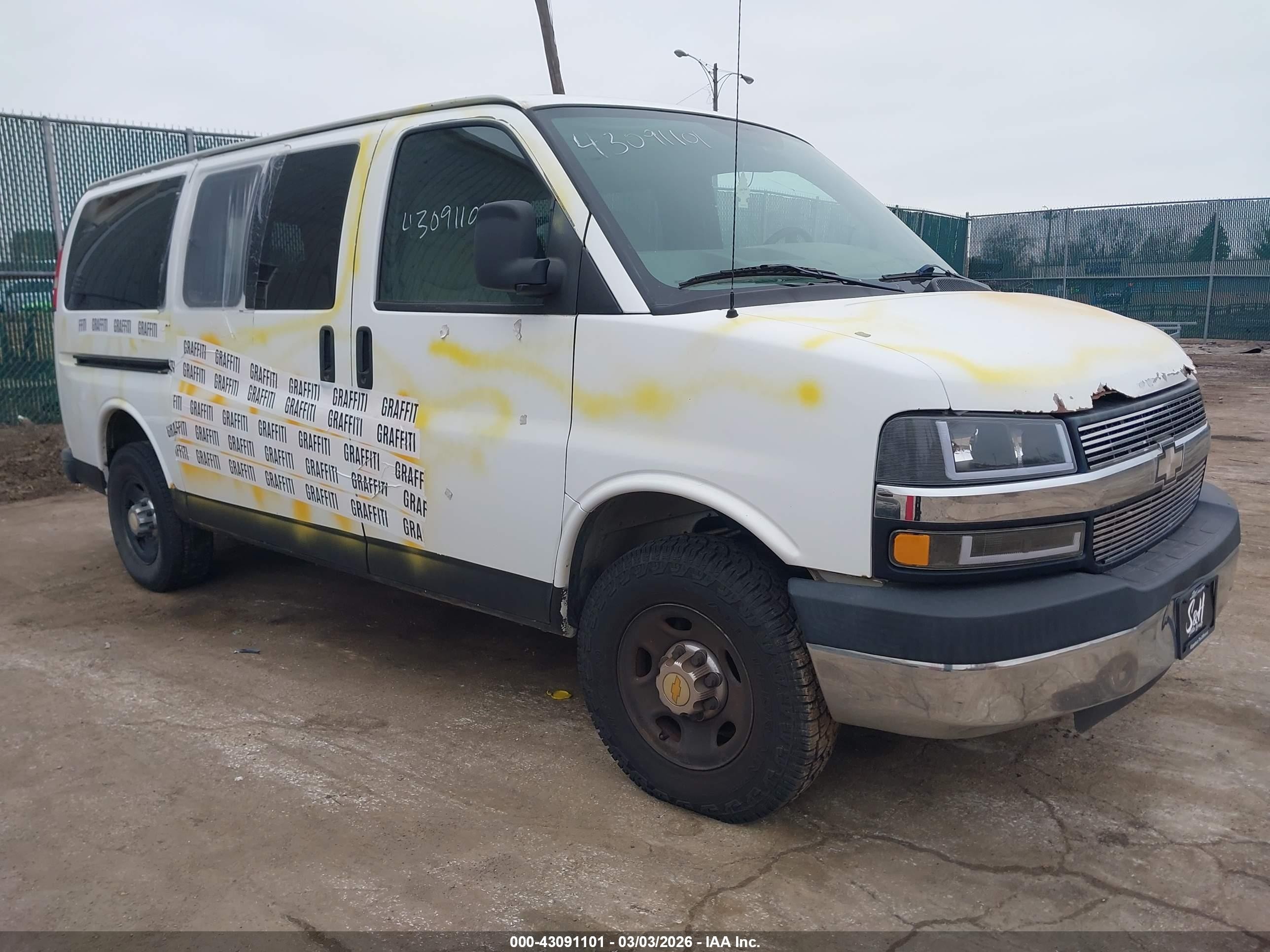 2008 Chevrolet Express Passenger, VIN 1GAHG35K181113447 — Vandalism