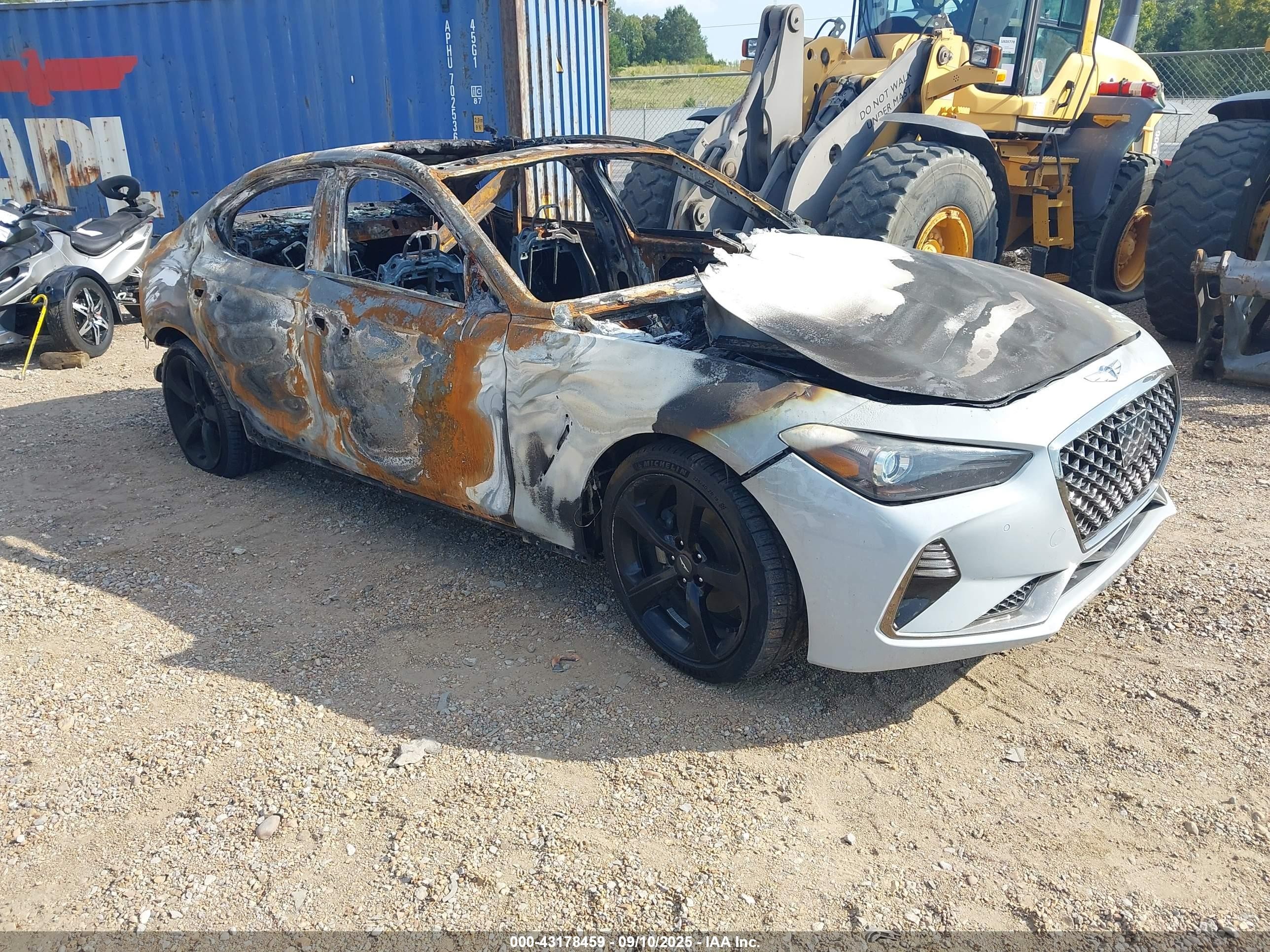 2019 Genesis G70 Advanced, VIN KMTG44LA3KU027172 — Engine fire