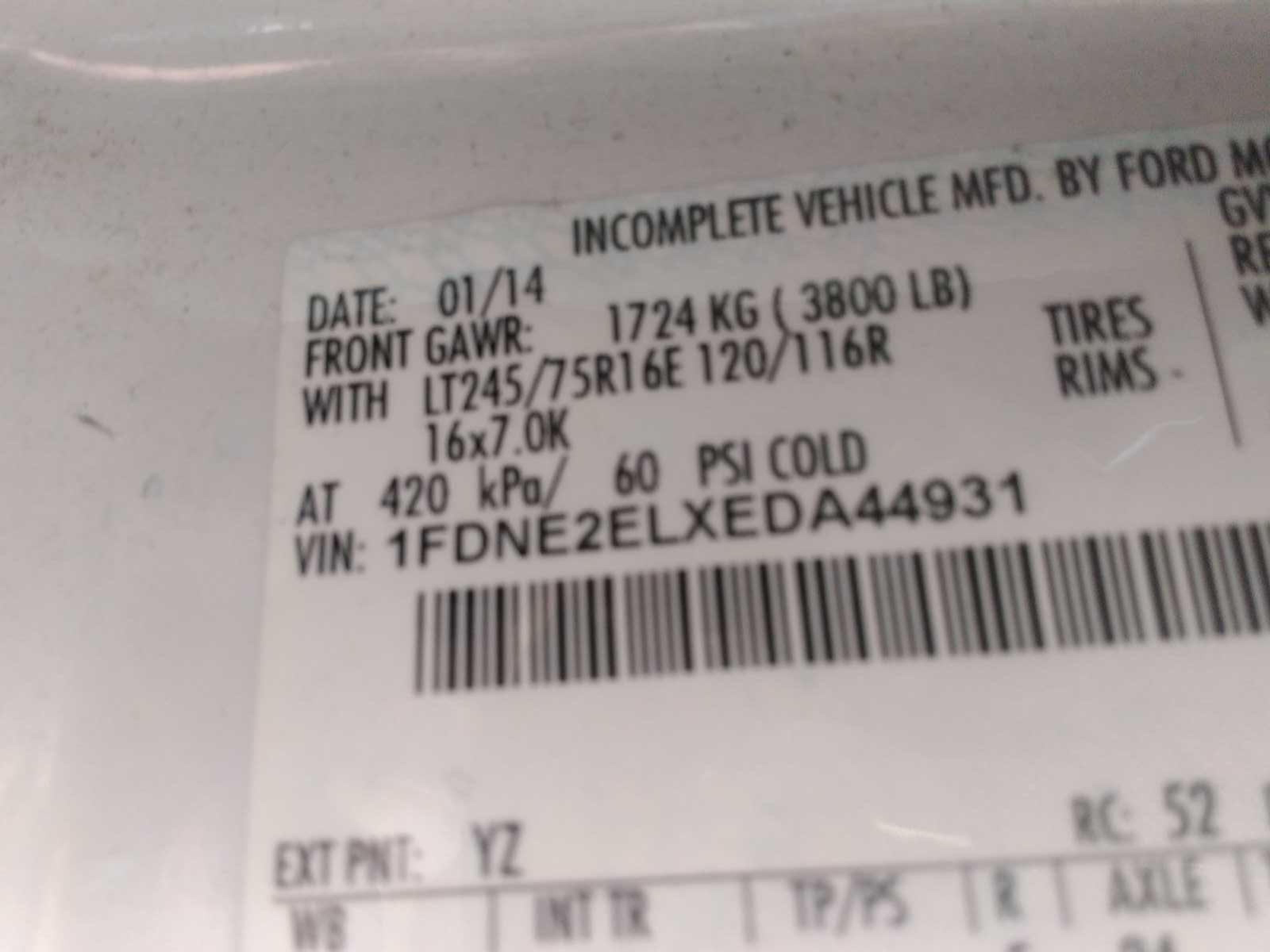2014 Ford E-Series Commercial, VIN 1FDNE2ELXEDA44931 — Normal wear
