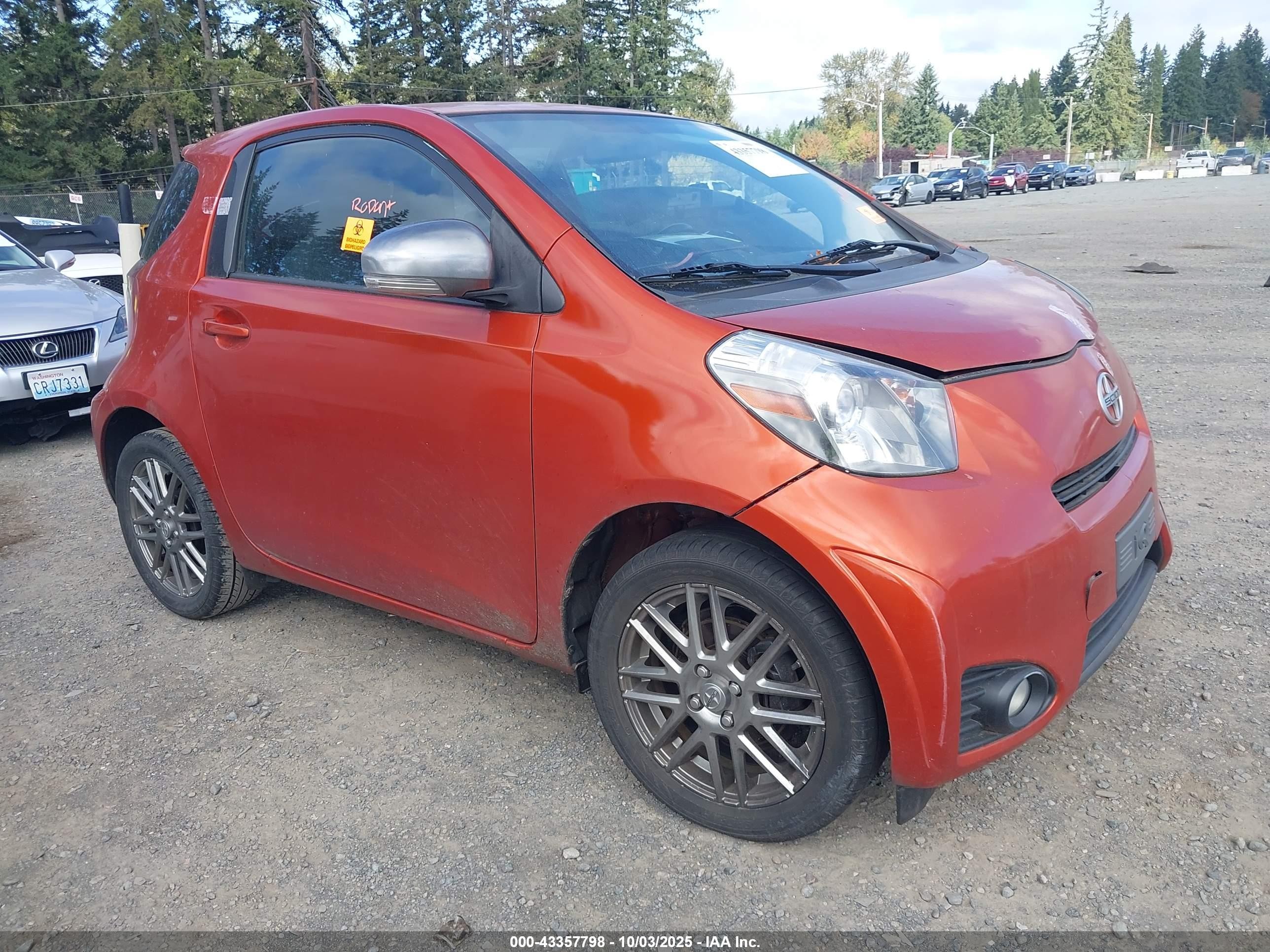 2012 Scion iQ, VIN JTNJJXB04CJ012007 — Biohazard / chemical