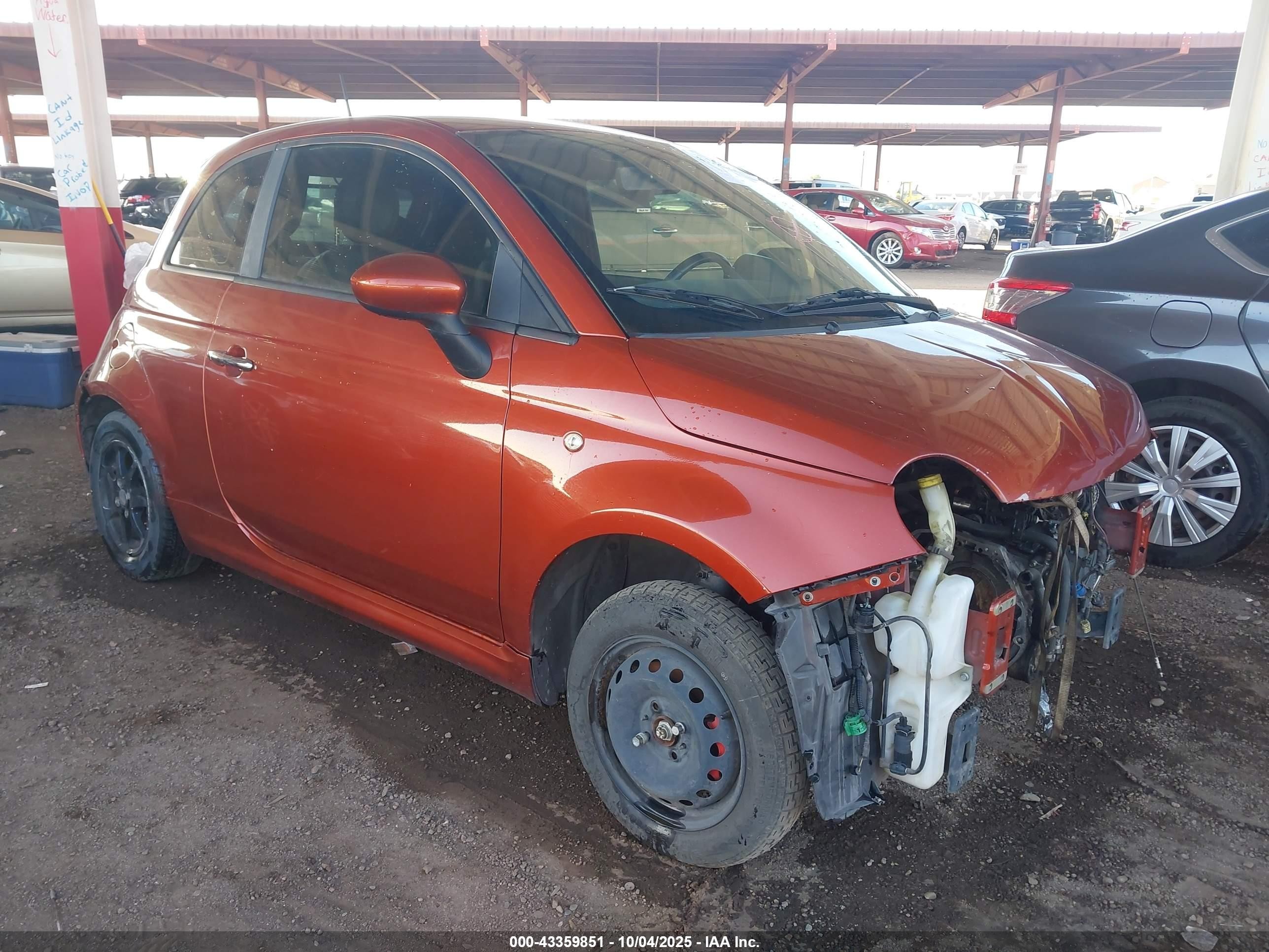 2012 FIAT 500 Sport, VIN 3C3CFFBR7CT366351 — Разукомплектован