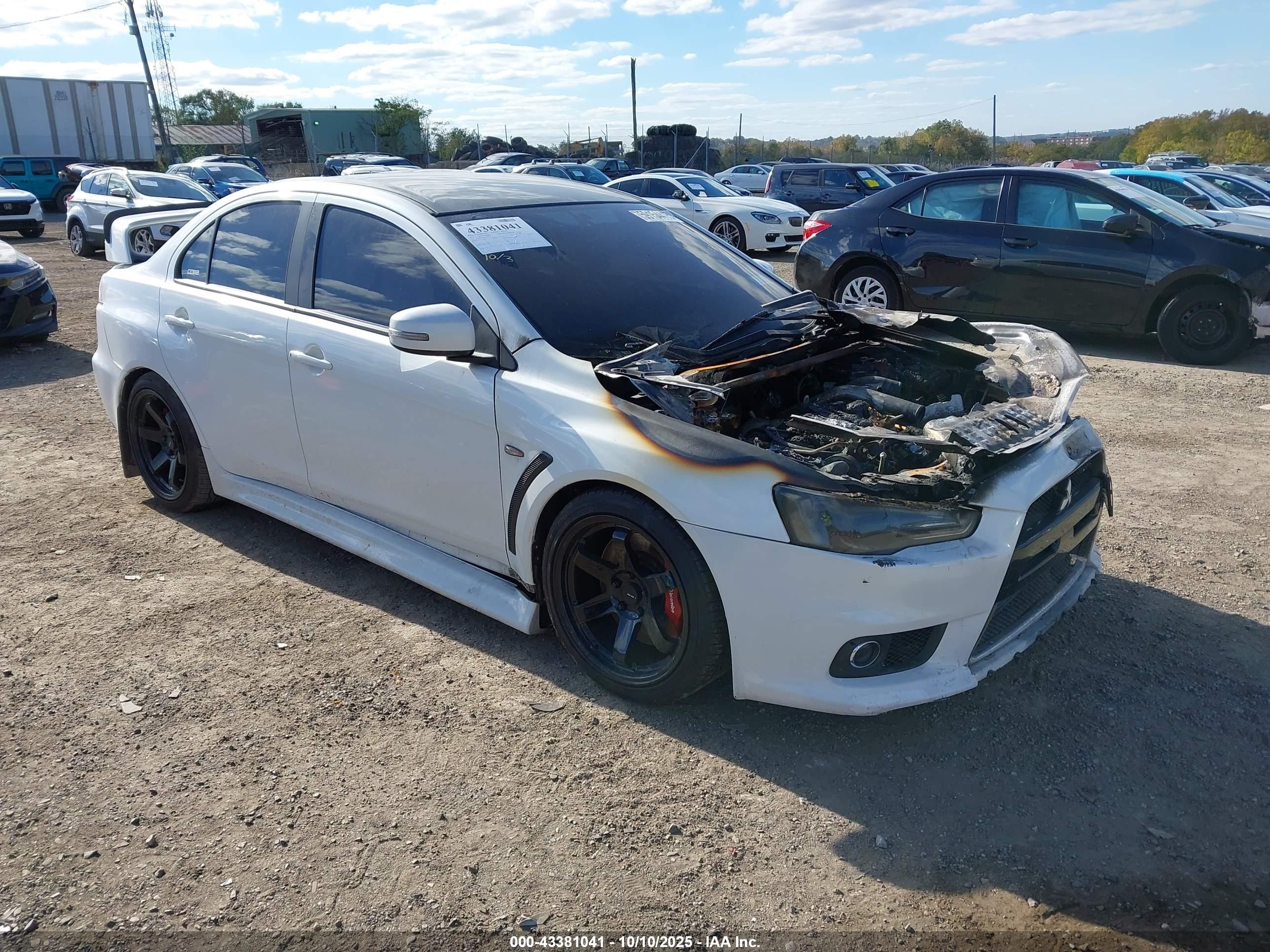 2015 Mitsubishi Lancer Evolution Final Edition, VIN JA32W7FV2FU028031 — Engine fire