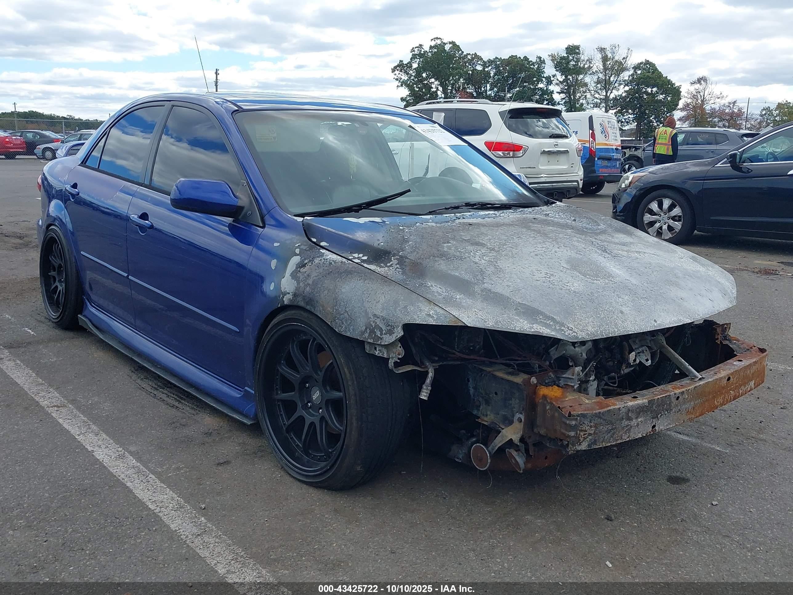 2004 Mazda 6 s, VIN 1YVFP80D145N33419 — Engine fire