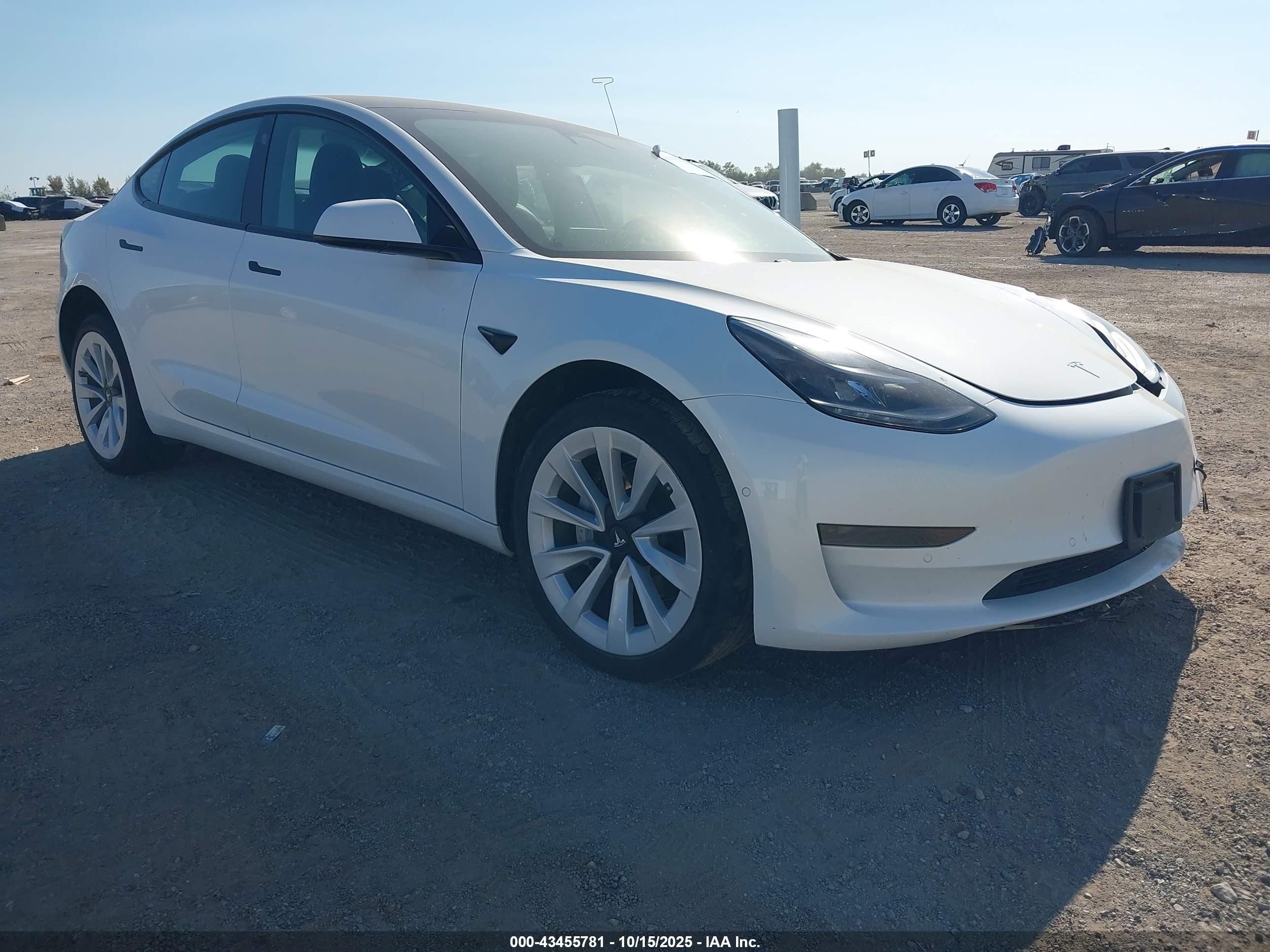 2021 Tesla Model 3 Standard Range Plus, VIN 5YJ3E1EA9MF075616 — Side