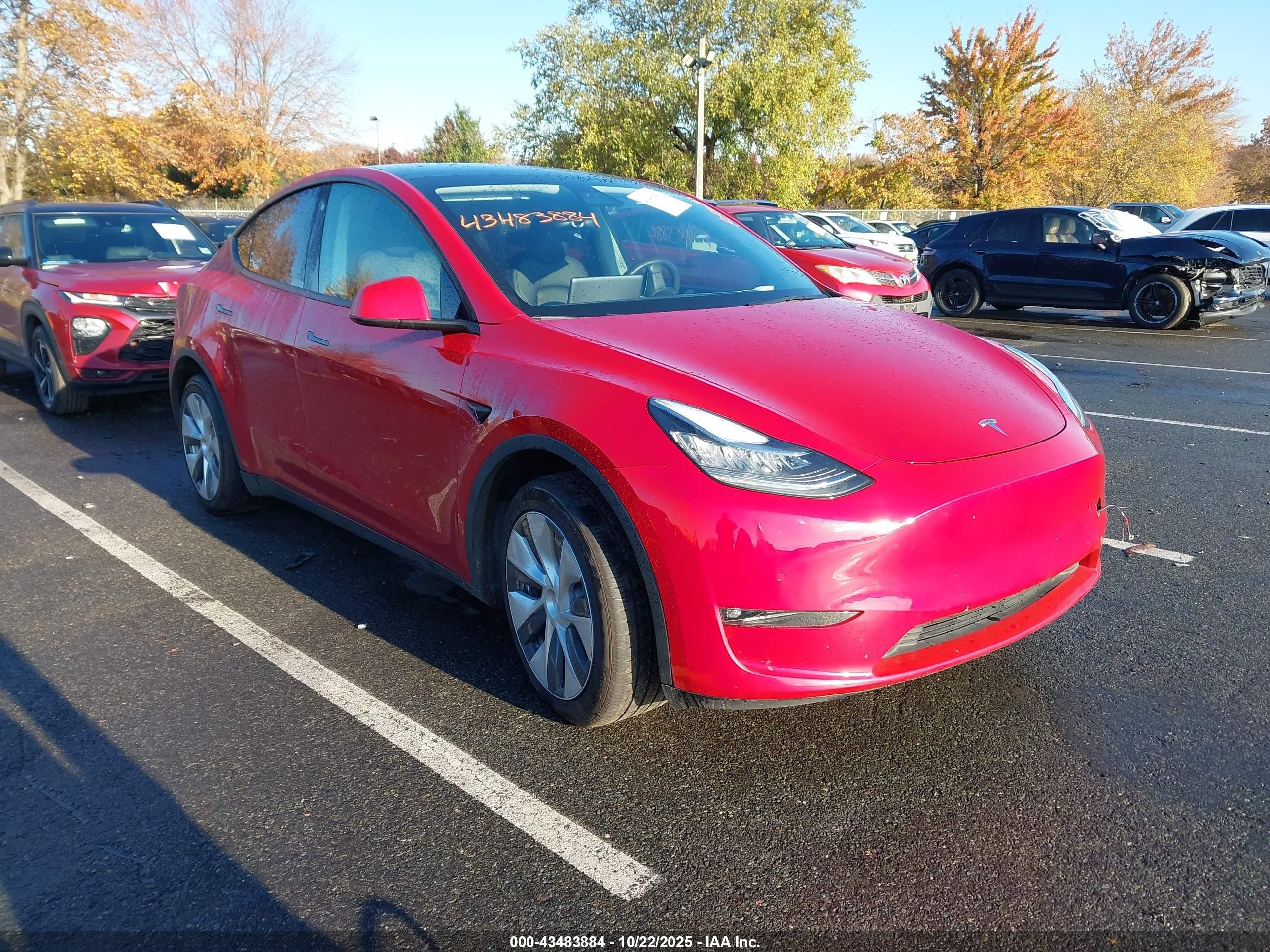 2021 Tesla Model Y Long Range, VIN 5YJYGDEE9MF208671 — Engine fire