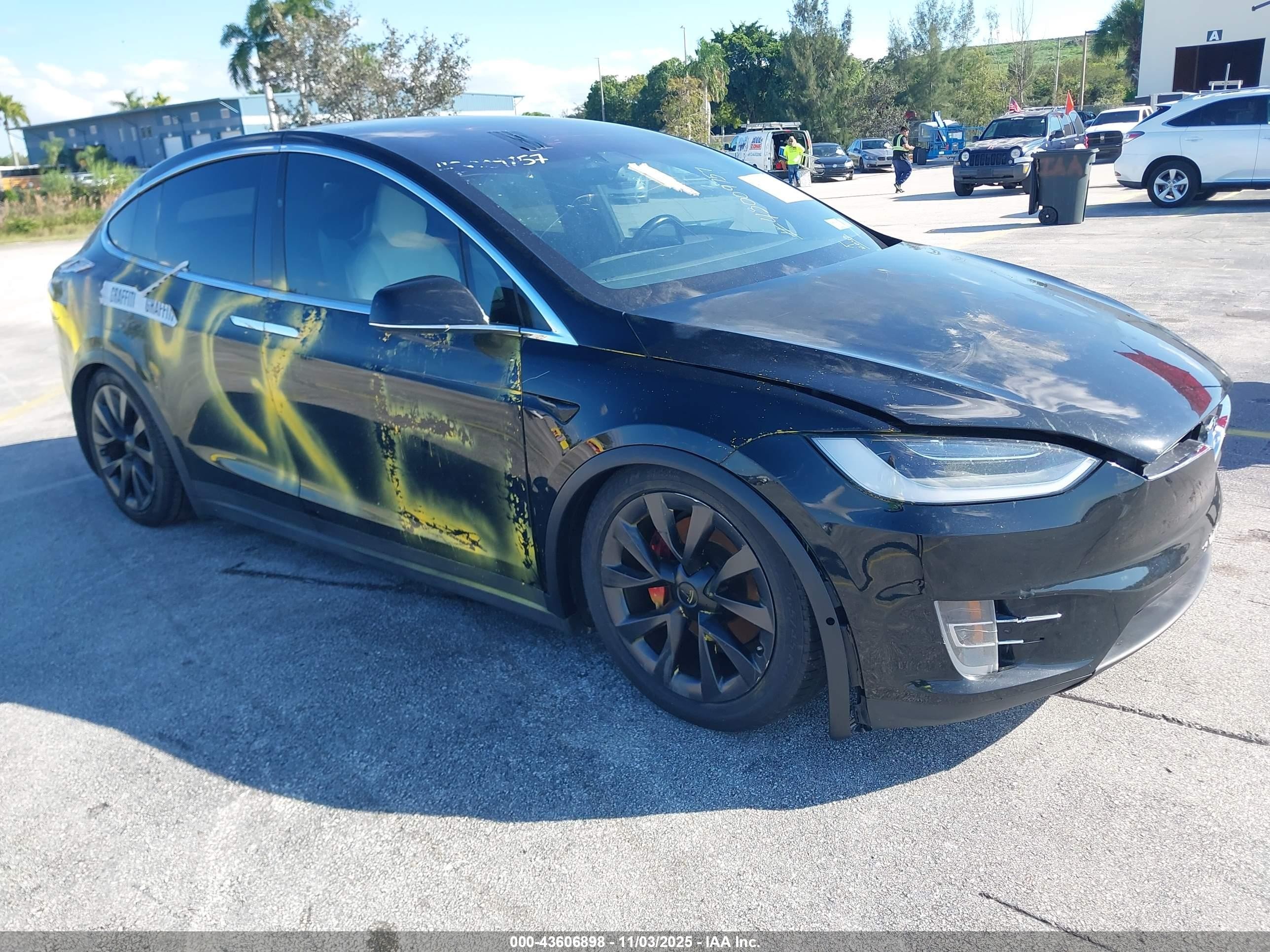 2016 Tesla Model X P90D, VIN 5YJXCDE46GF031970 — Vandalism