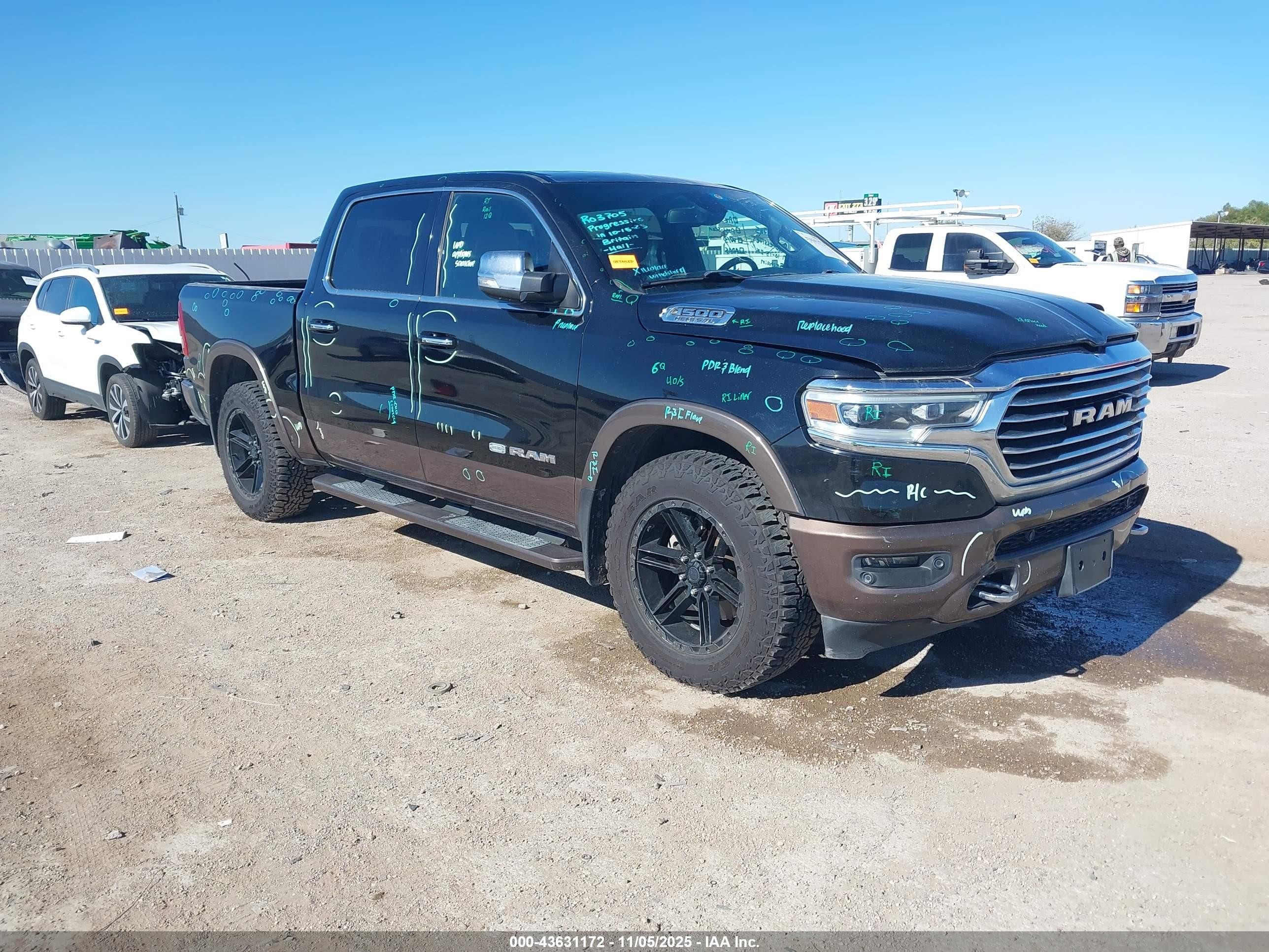 2020 Ram 1500 Longhorn, VIN 1C6SRFKTXLN383856 — Hail