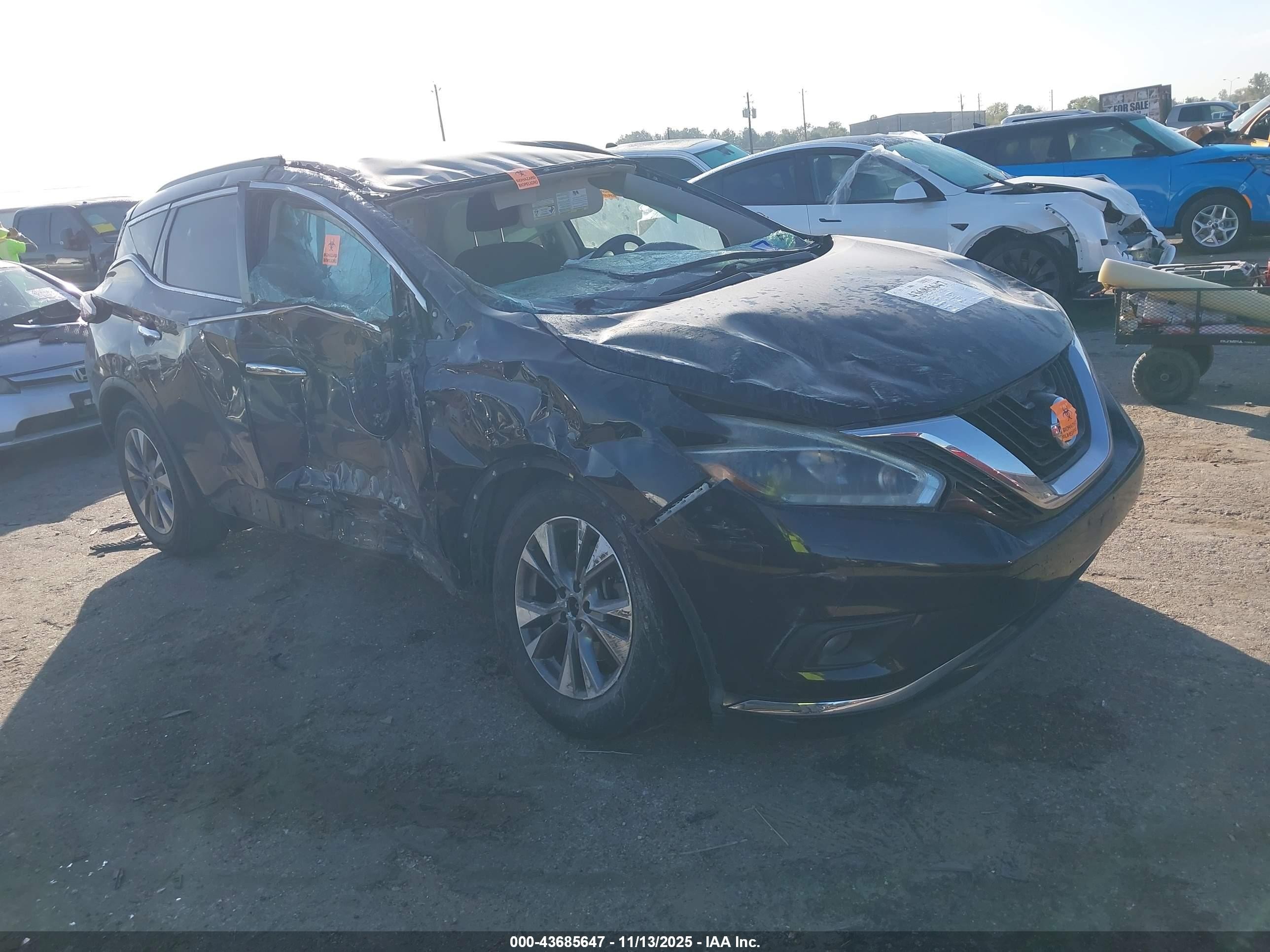2018 Nissan Murano SV, VIN 5N1AZ2MG7JN106832 — Rollover