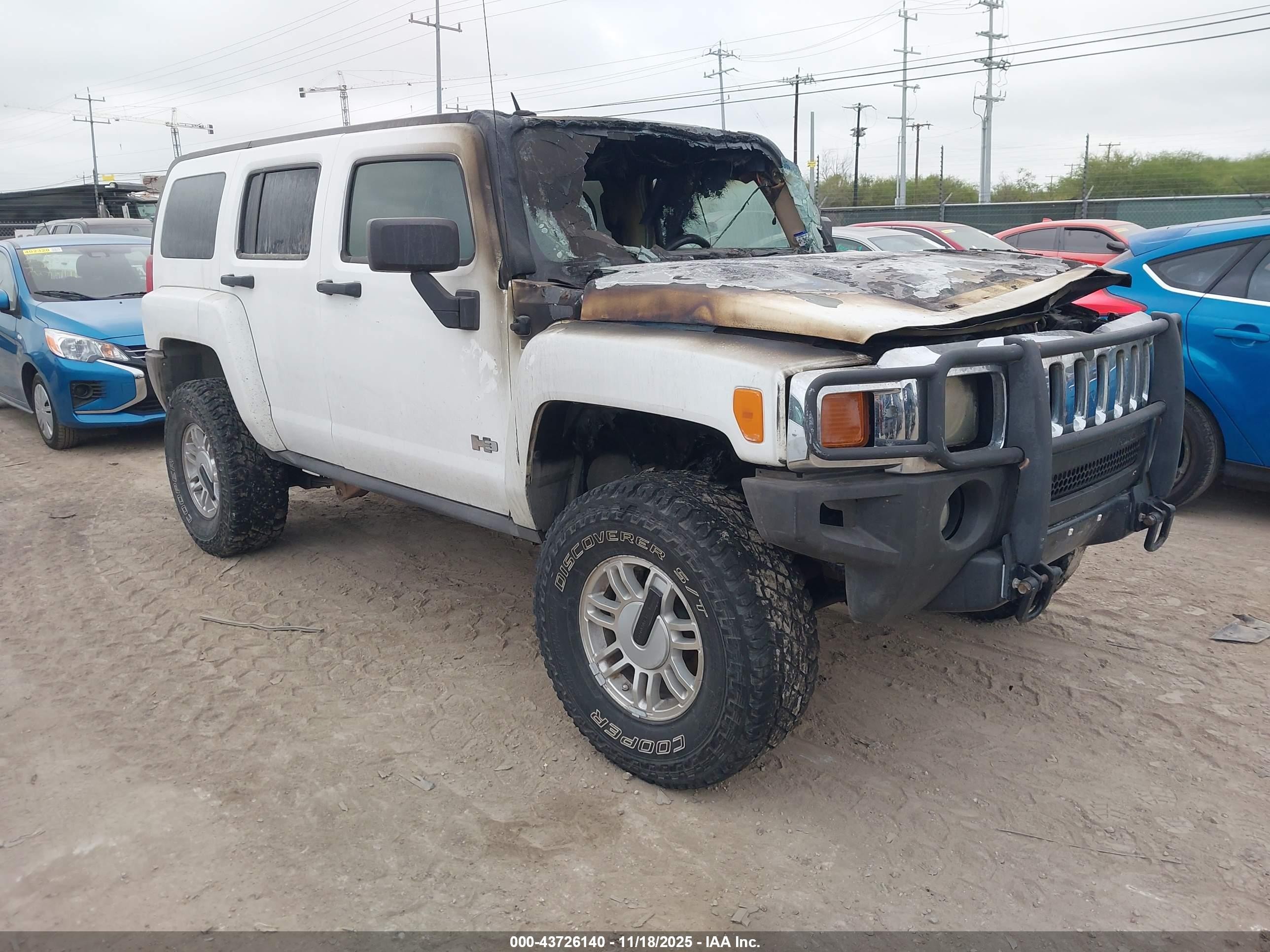 2007 Hummer H3 SUV, VIN 5GTDN13E778213838 — Engine fire