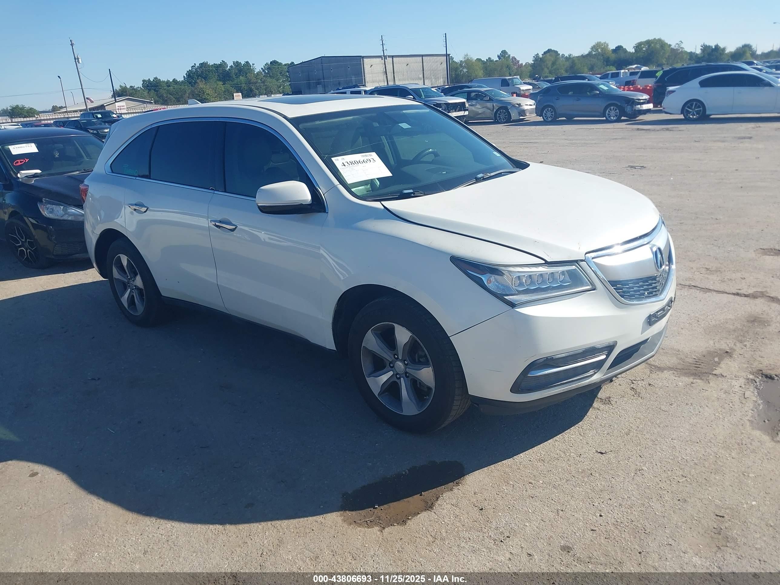 2016 Acura MDX, VIN 5FRYD3H21GB003028 — Repossession
