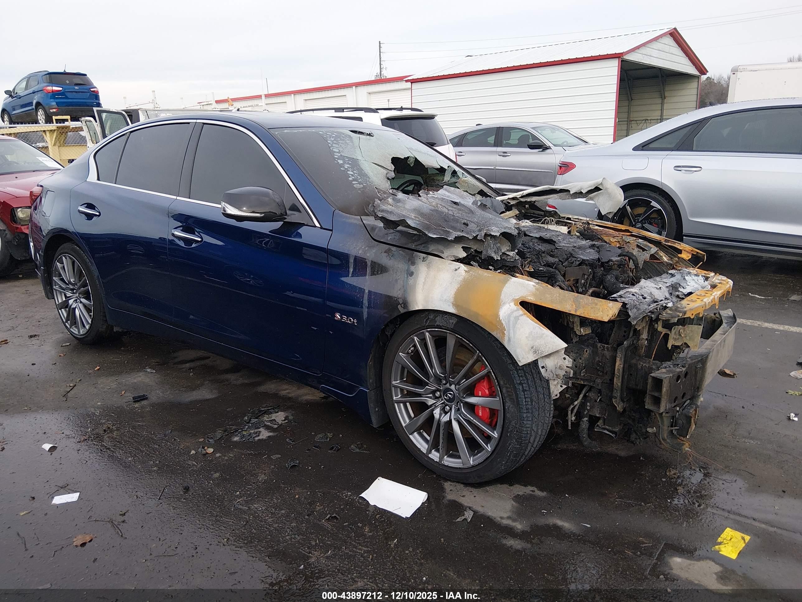 2018 Infiniti Q50 Red Sport 400, VIN JN1FV7AP1JM461379 — Engine fire
