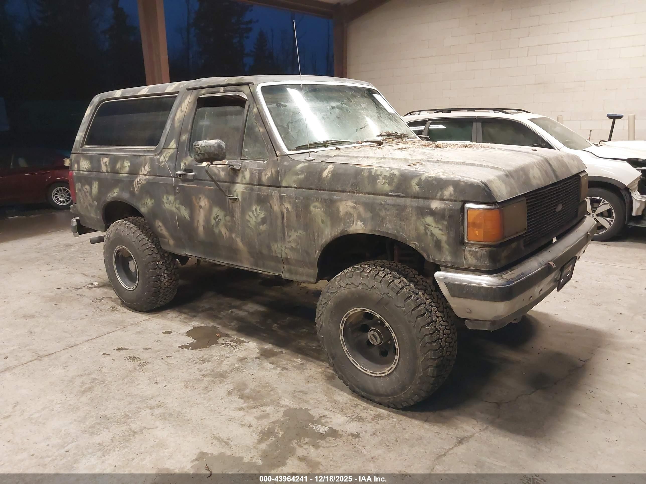 1990 Ford Bronco Custom, VIN 1FMEU15H3LLA66829 — Water / flood