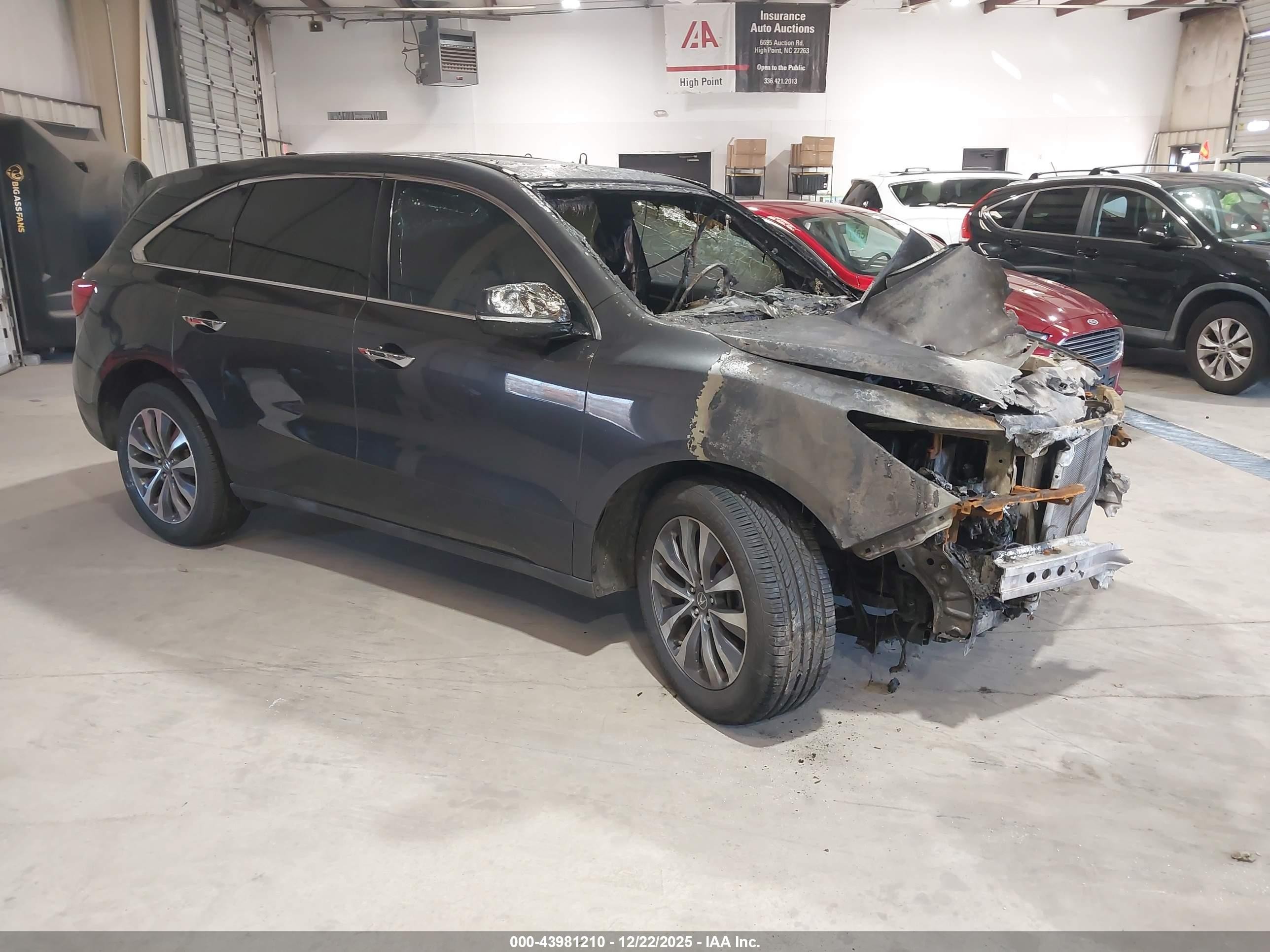 2016 Acura MDX Technology, VIN 5FRYD4H48GB037894 — Engine fire