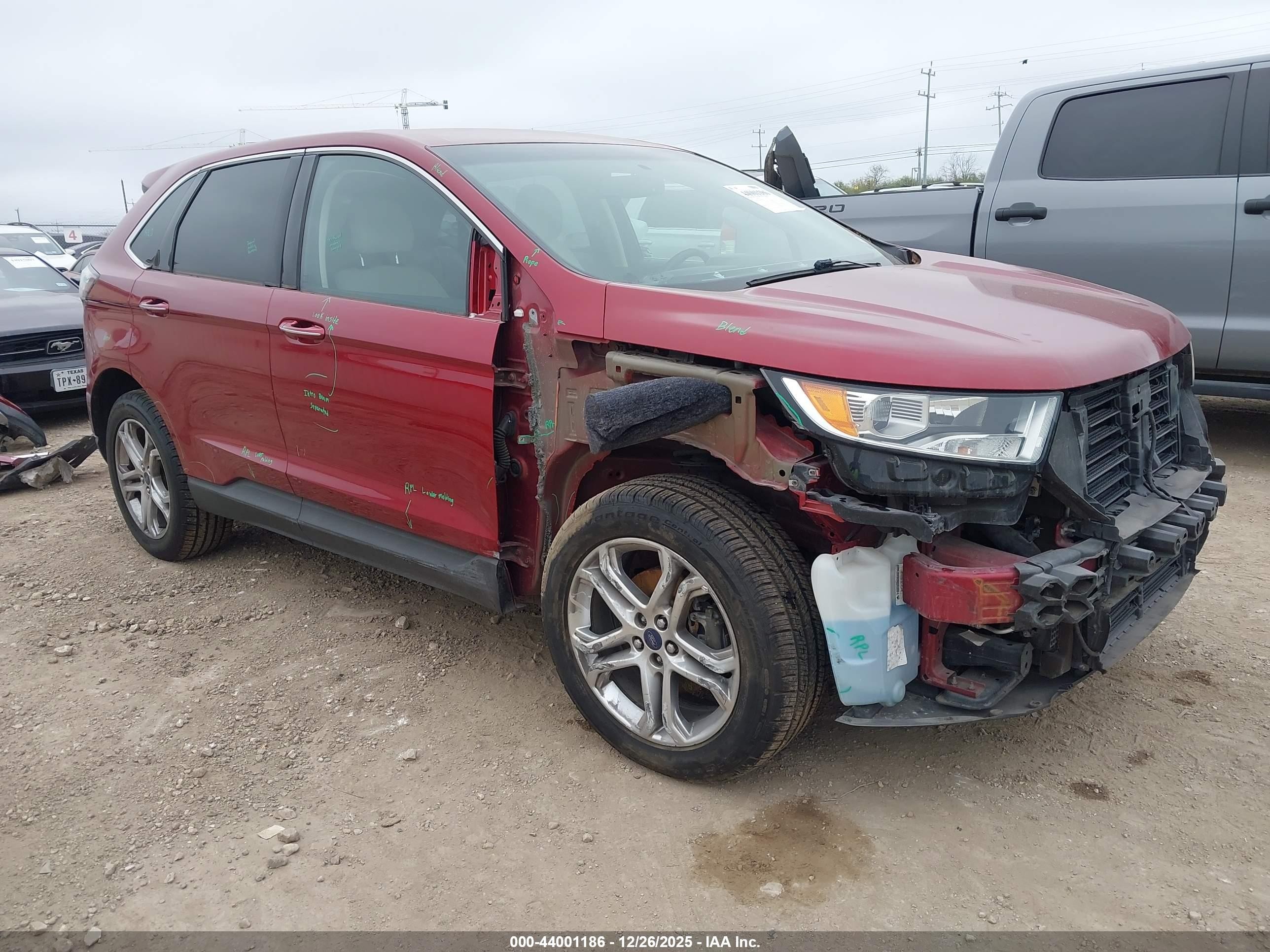 2017 Ford Edge Titanium, VIN 2FMPK3K90HBB06055 — Front end