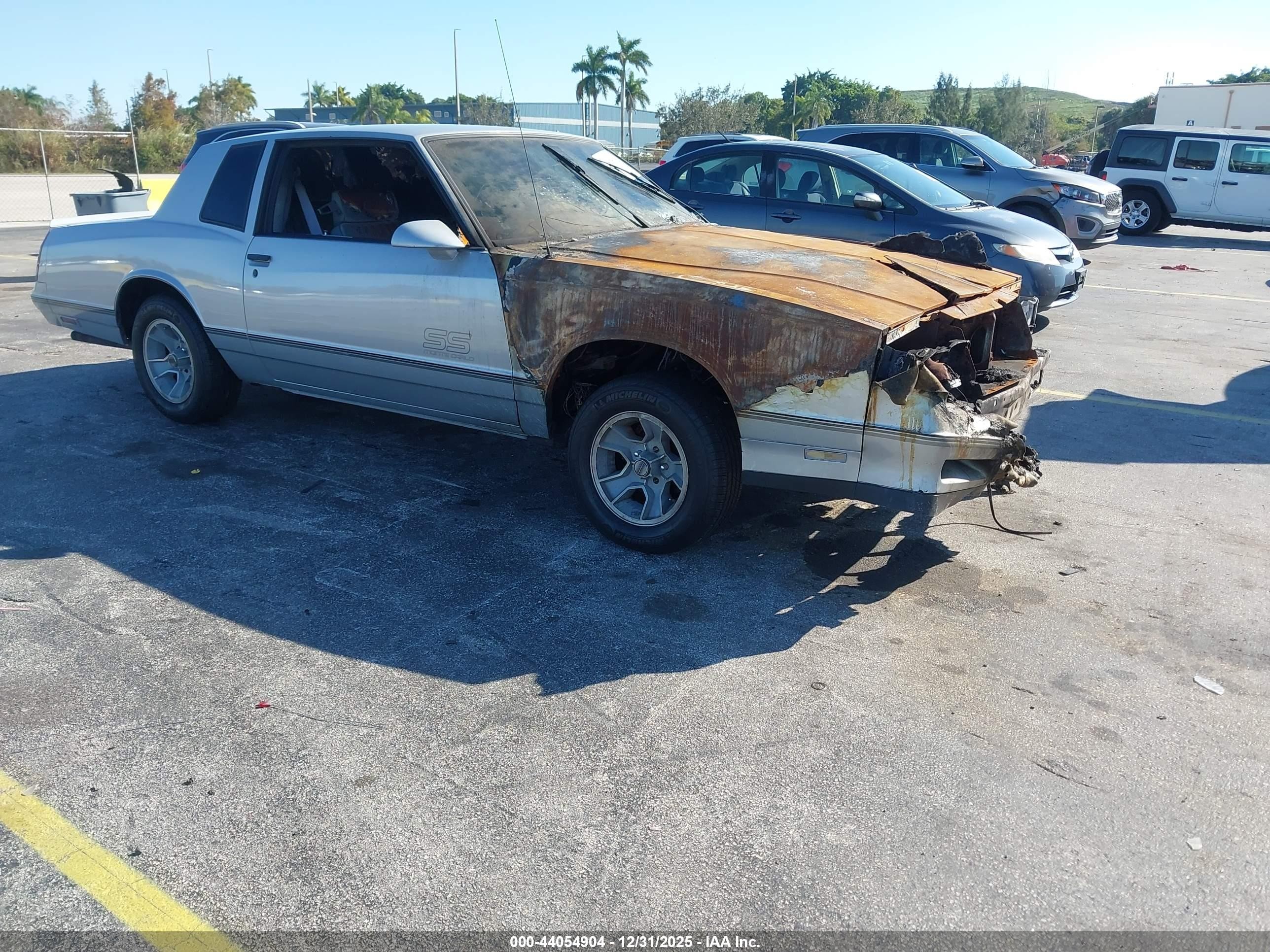 1987 Chevrolet Monte Carlo Sport SS, VIN 1G1GZ11G4HP151618 — Engine fire