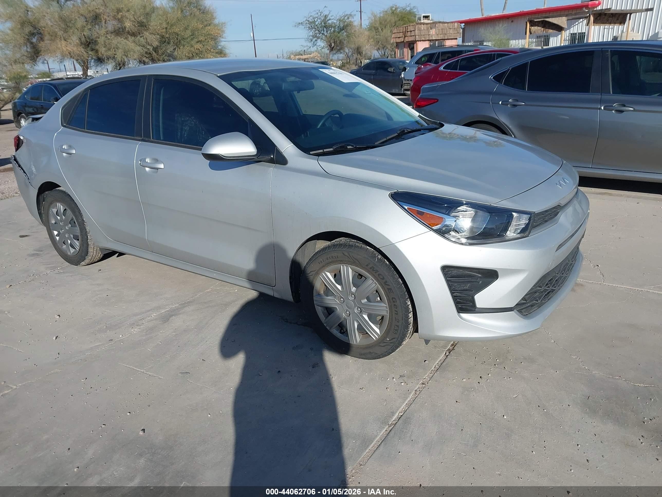 2023 Kia Rio S, VIN 3KPA24AD6PE610672 — Rear end