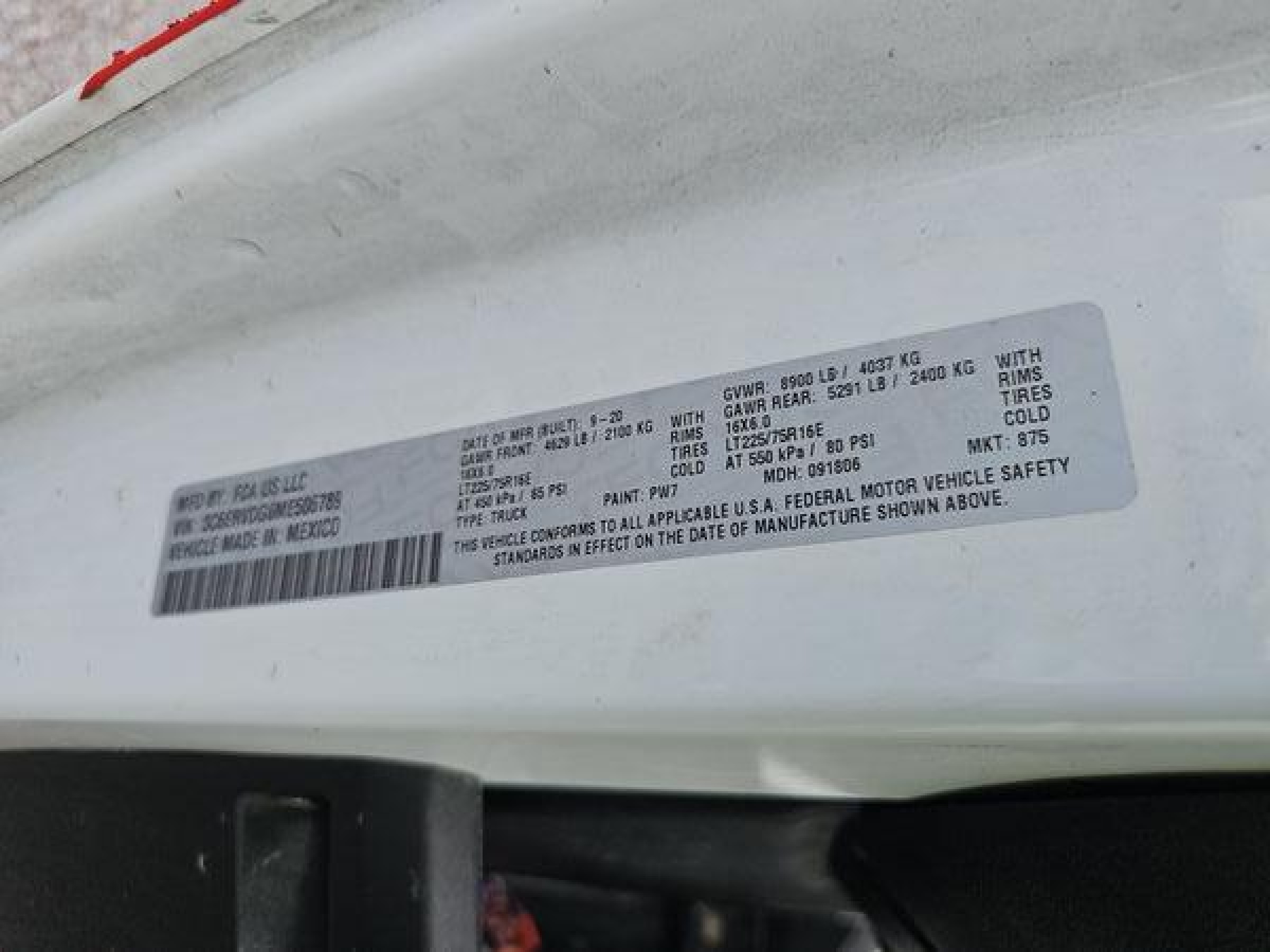 2021 Ram ProMaster, VIN 3C6ERVDG6ME506789 — Фото с аукциона