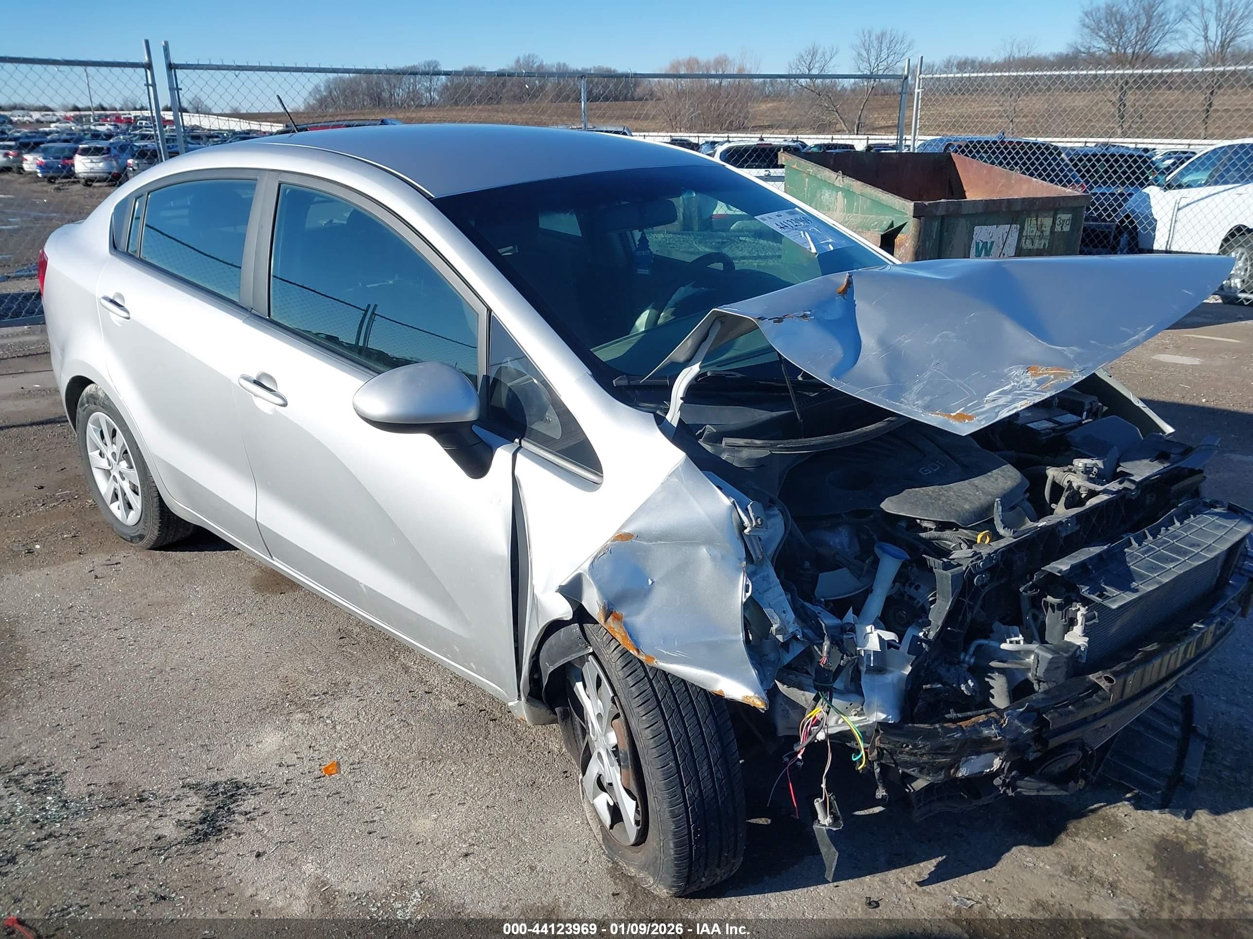 2013 Kia Rio LX, VIN KNADM4A3XD6280855 — Front end