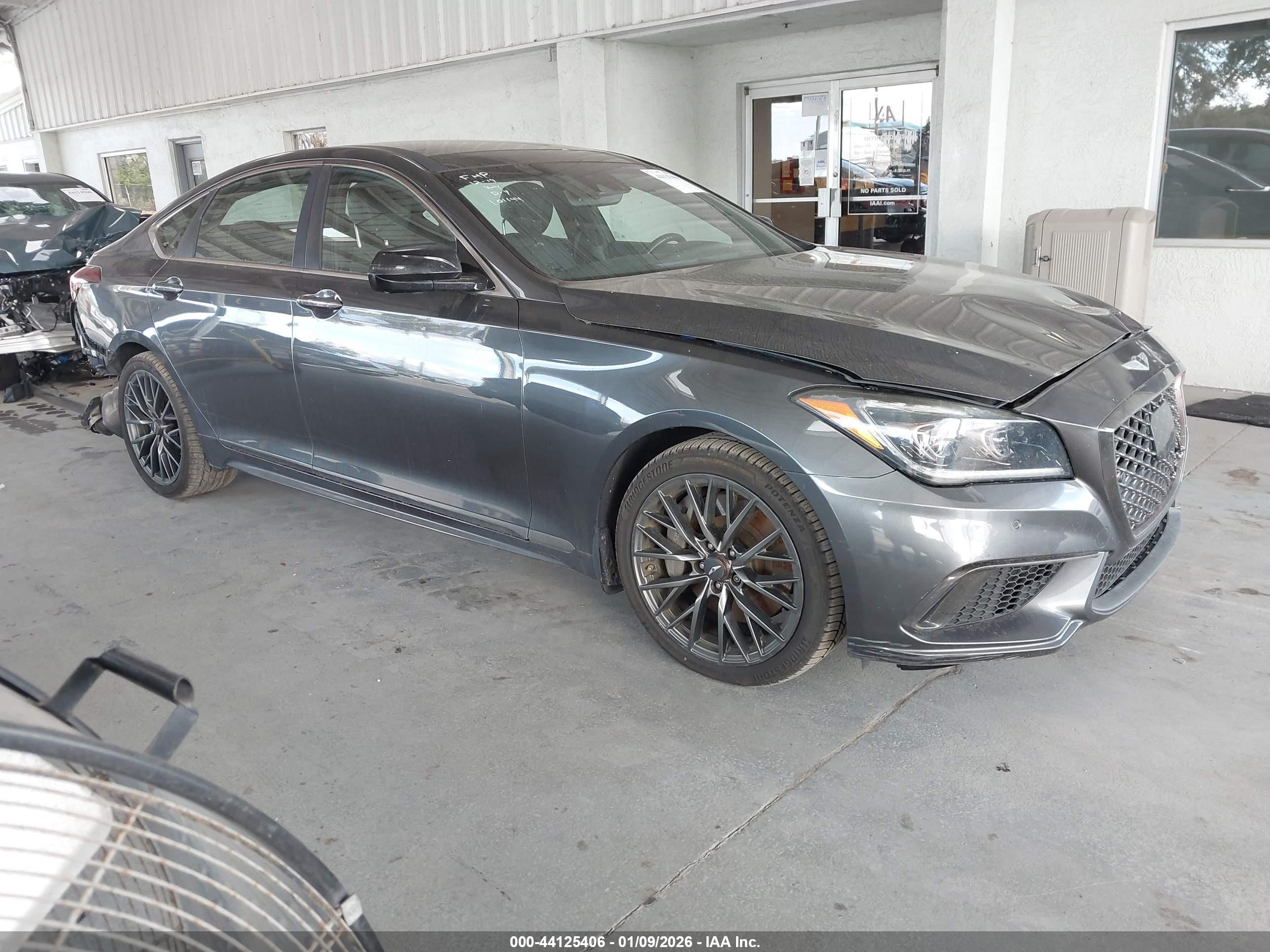2019 Genesis G80 Sport, VIN KMHGN4JB5KU295837 — Rear end