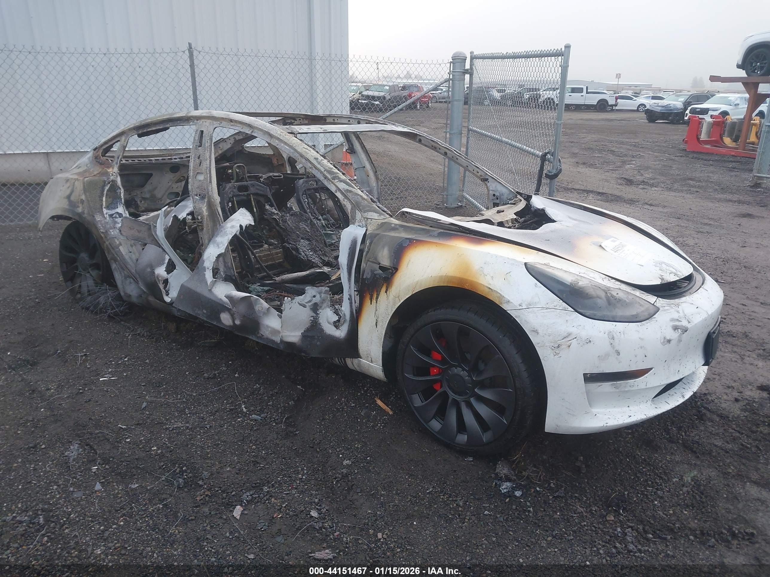 2021 Tesla Model 3 Performance, VIN 5YJ3E1EC3MF001500 — Engine fire