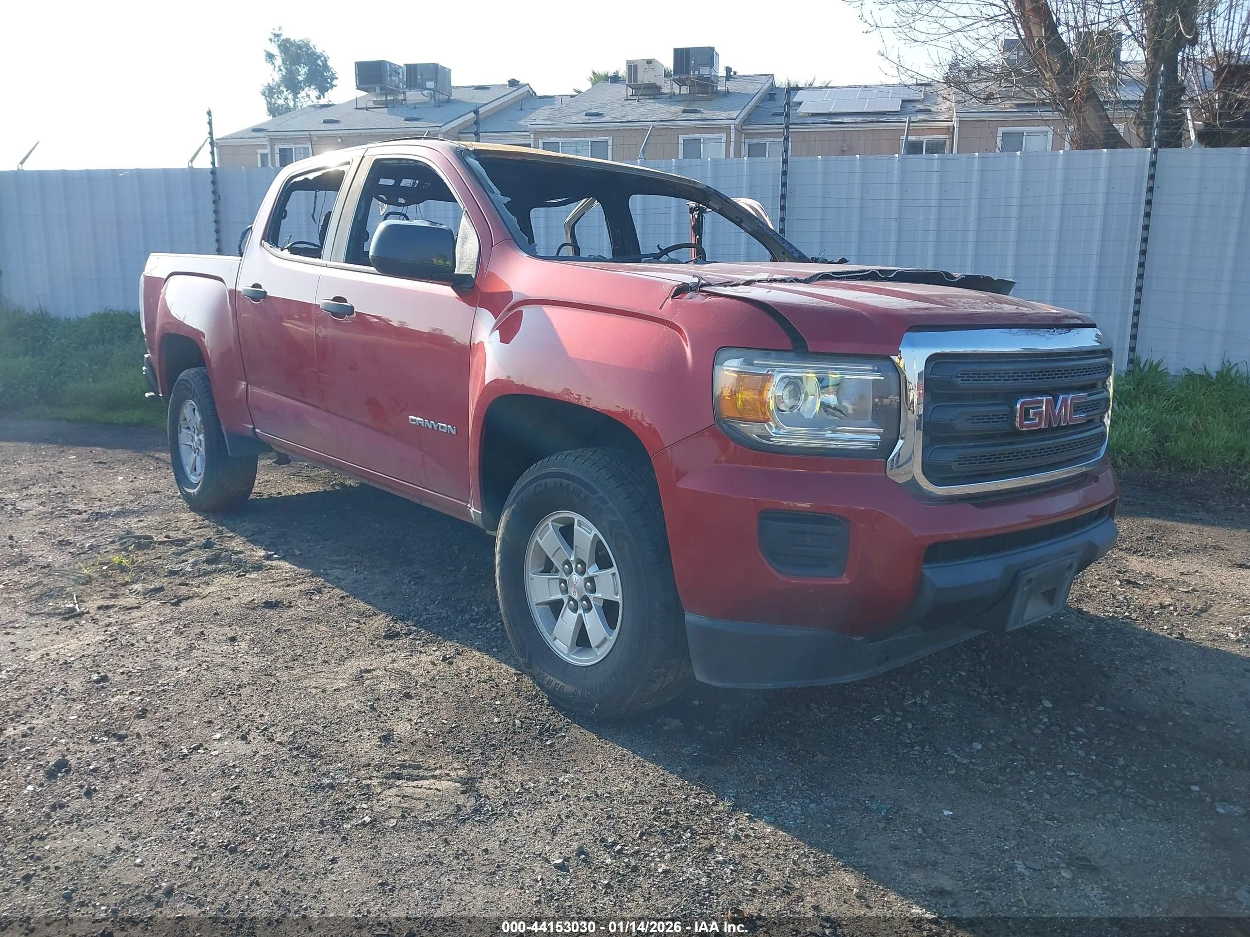 2016 GMC Canyon 2WD, VIN 1GTG5BEA2G1359657 — Interior fire
