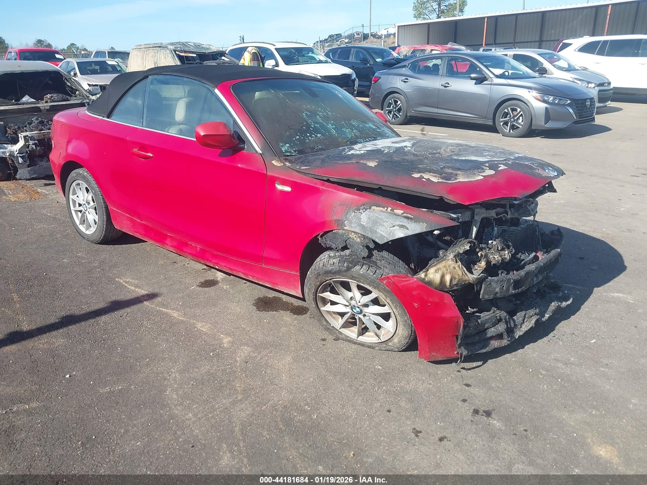 2011 BMW 1 Series 128i, VIN WBAUL7C52BVM79338 — Engine fire